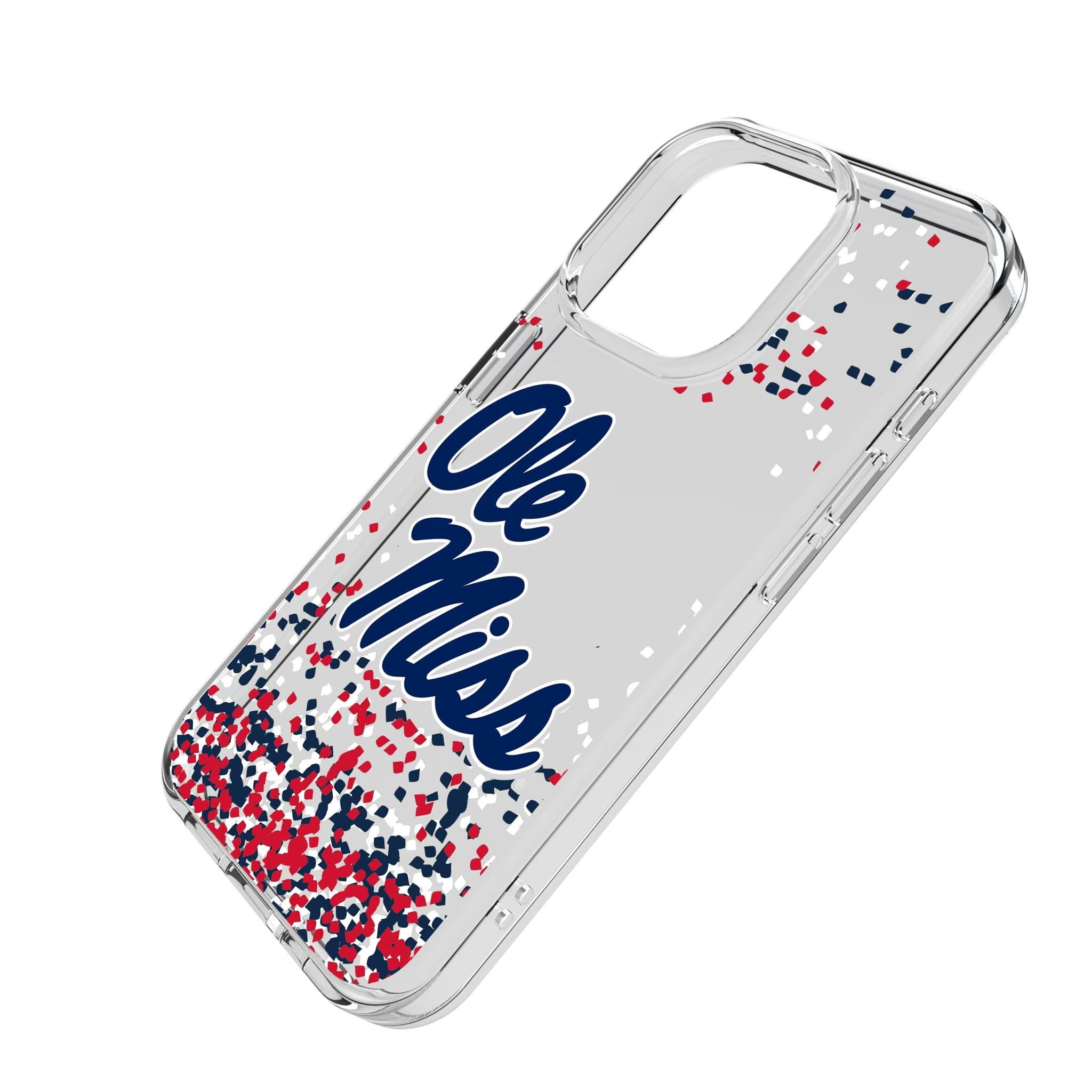 University of Mississippi Rebels Confetti iPhone Clear Phone Case for Apple iPhone - Isometric View