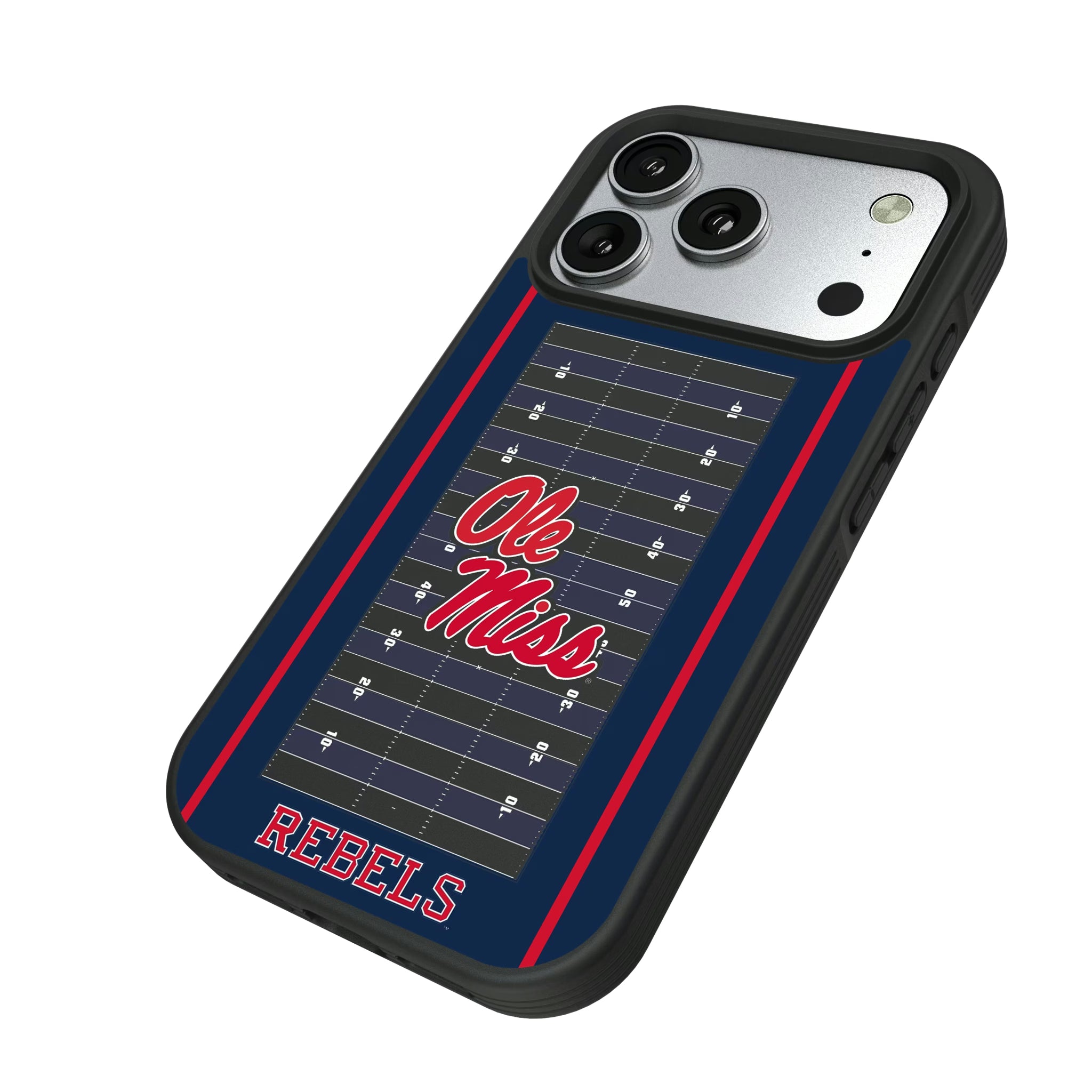University of Mississippi Rebels Field iPhone Bump Phone Case for Apple iPhone - Isometric View#Device_iPhone 17 Pro