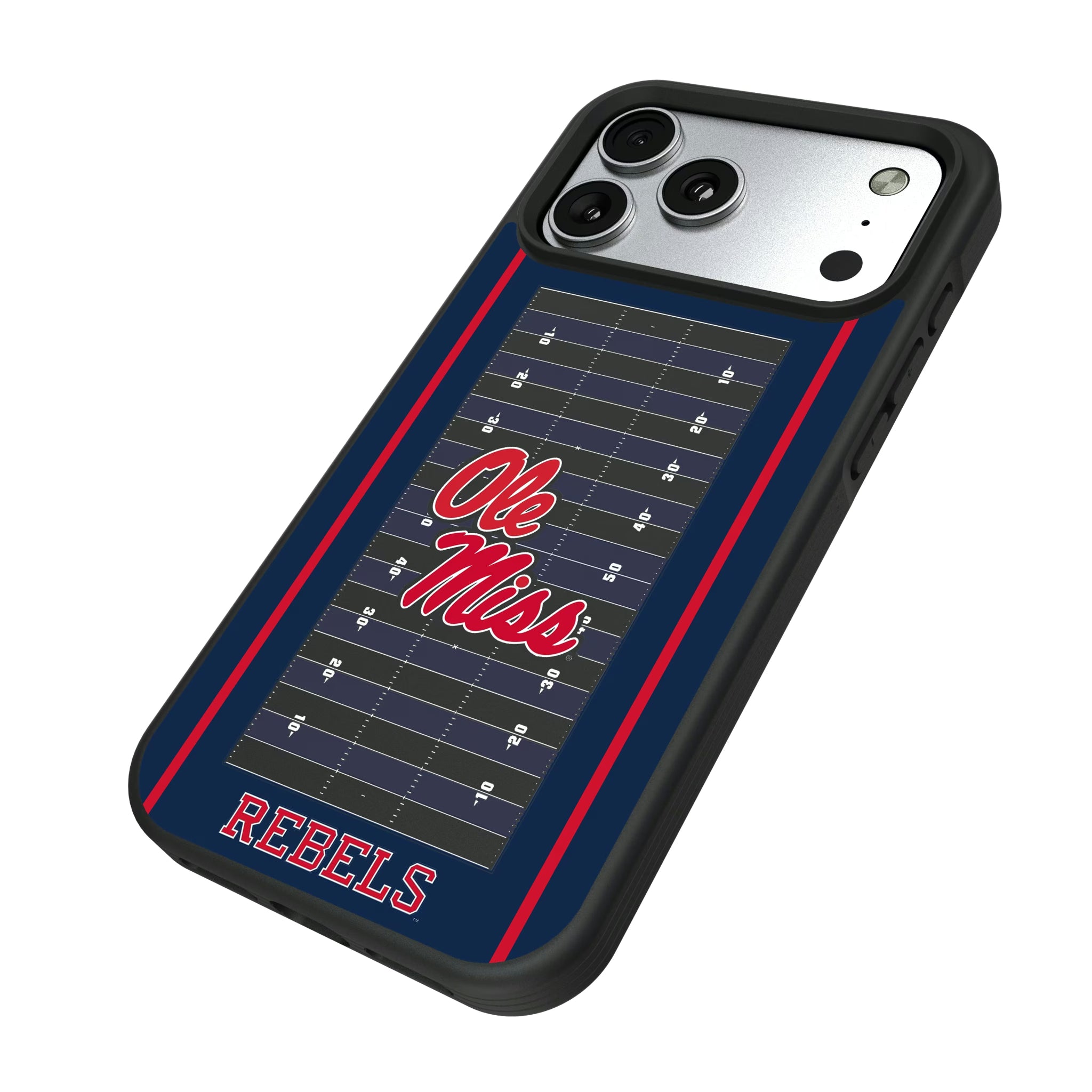 University of Mississippi Rebels Field iPhone Bump Phone Case for Apple iPhone - Isometric View#Device_iPhone 17 Pro Max