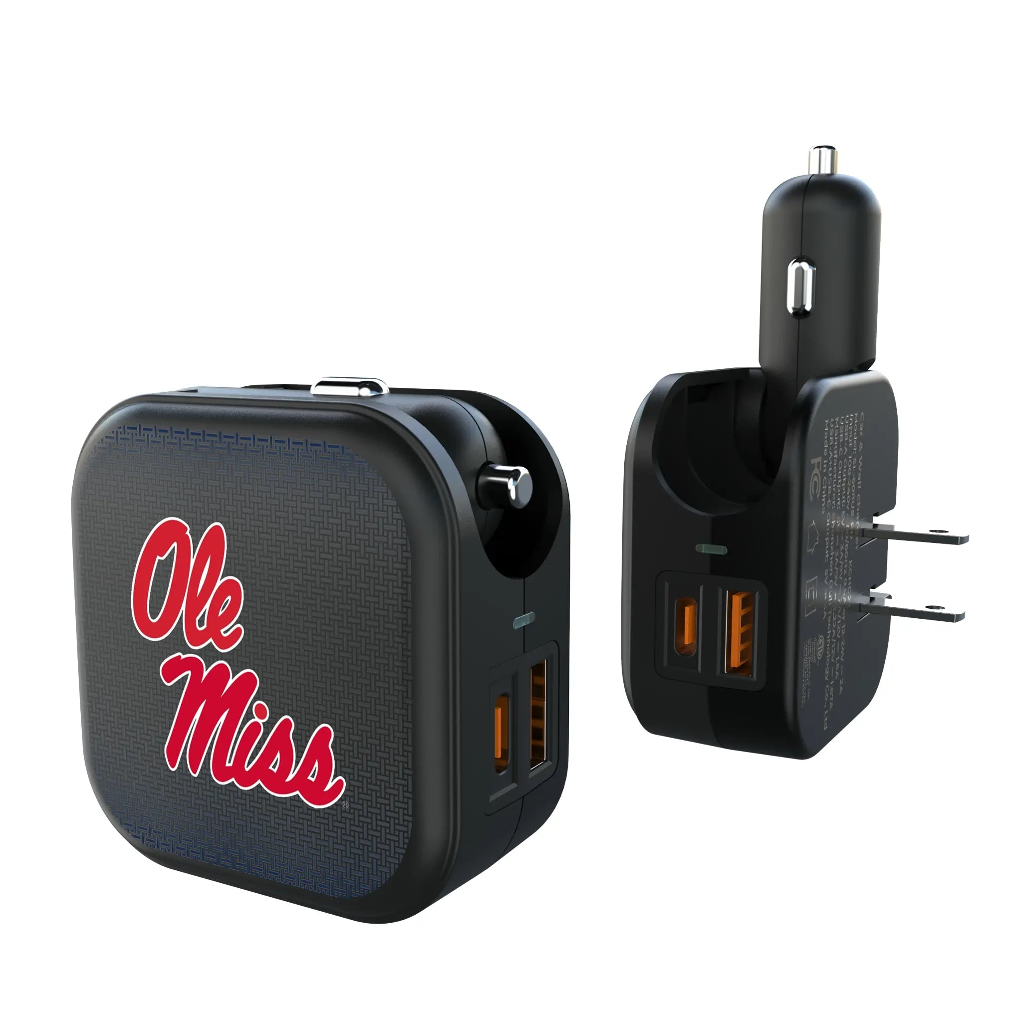University of Mississippi Rebels Linen 2 in 1 USB A/C Charger