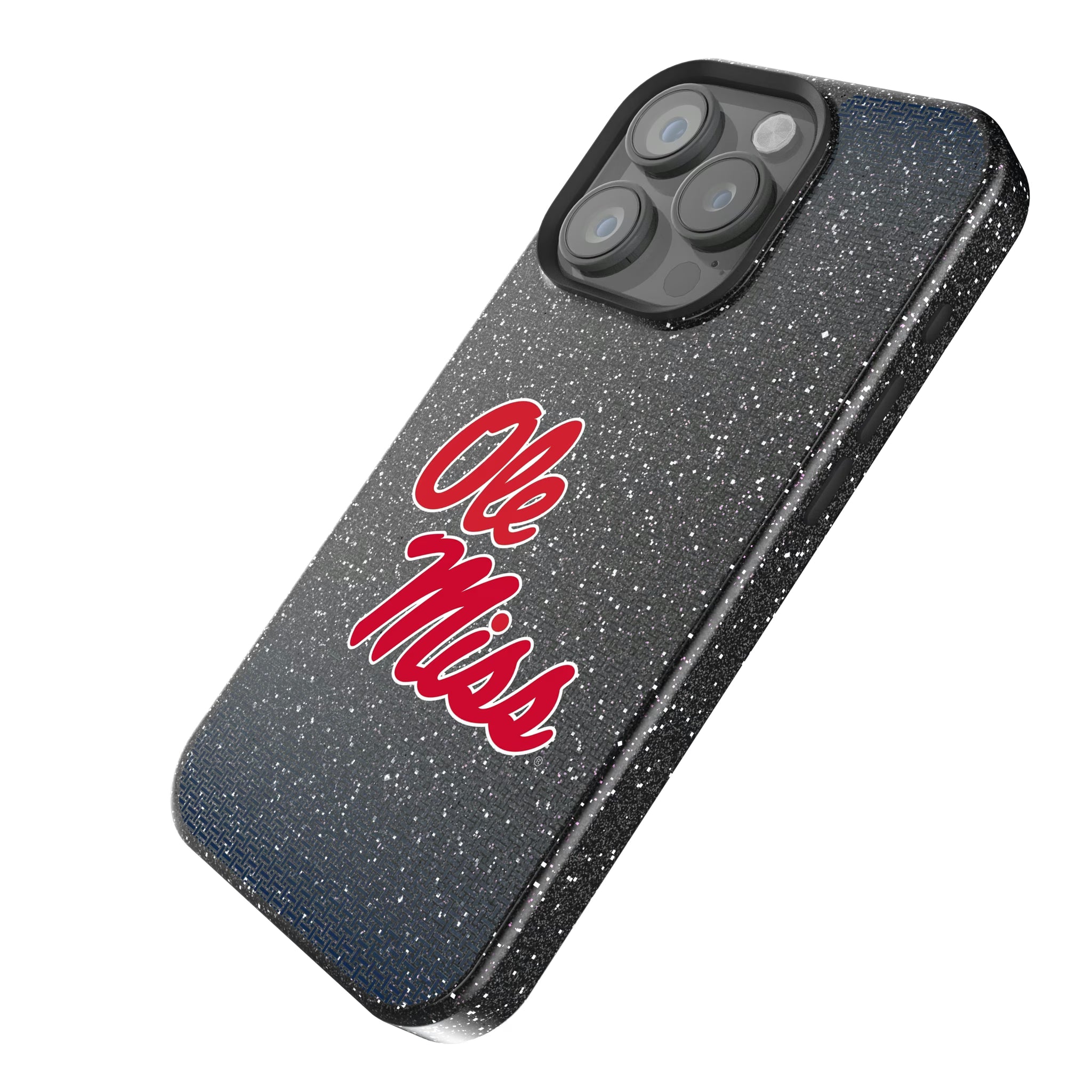 University of Mississippi Rebels Linen iPhone Bling Phone Case for Apple iPhone - Isometric View