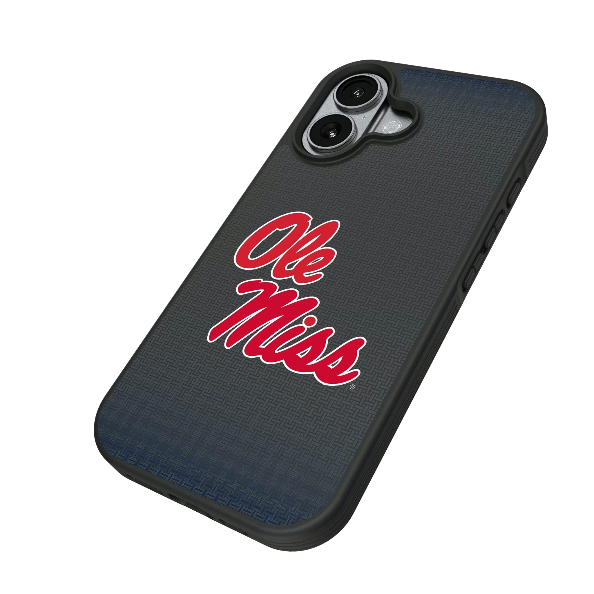 University of Mississippi Rebels Linen iPhone Bump Phone Case for Apple iPhone - Isometric View#Device_iPhone 17