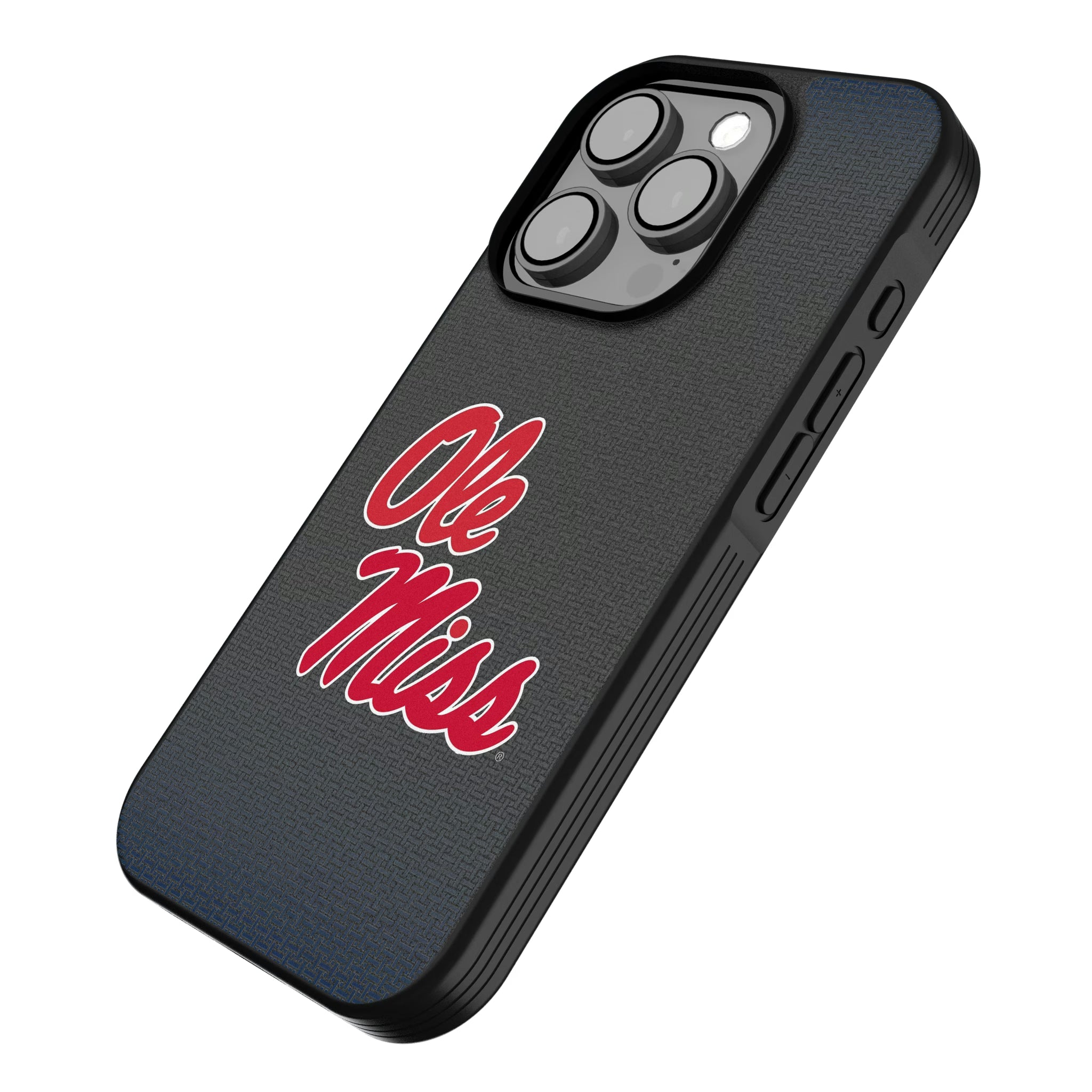 University of Mississippi Rebels Linen iPhone Bump Phone Case for Apple iPhone - Isometric View