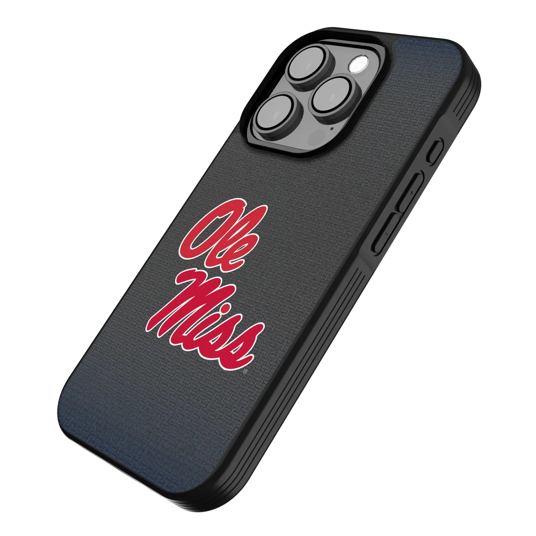 University of Mississippi Rebels Linen iPhone Bump Phone Case for Apple iPhone - Isometric View