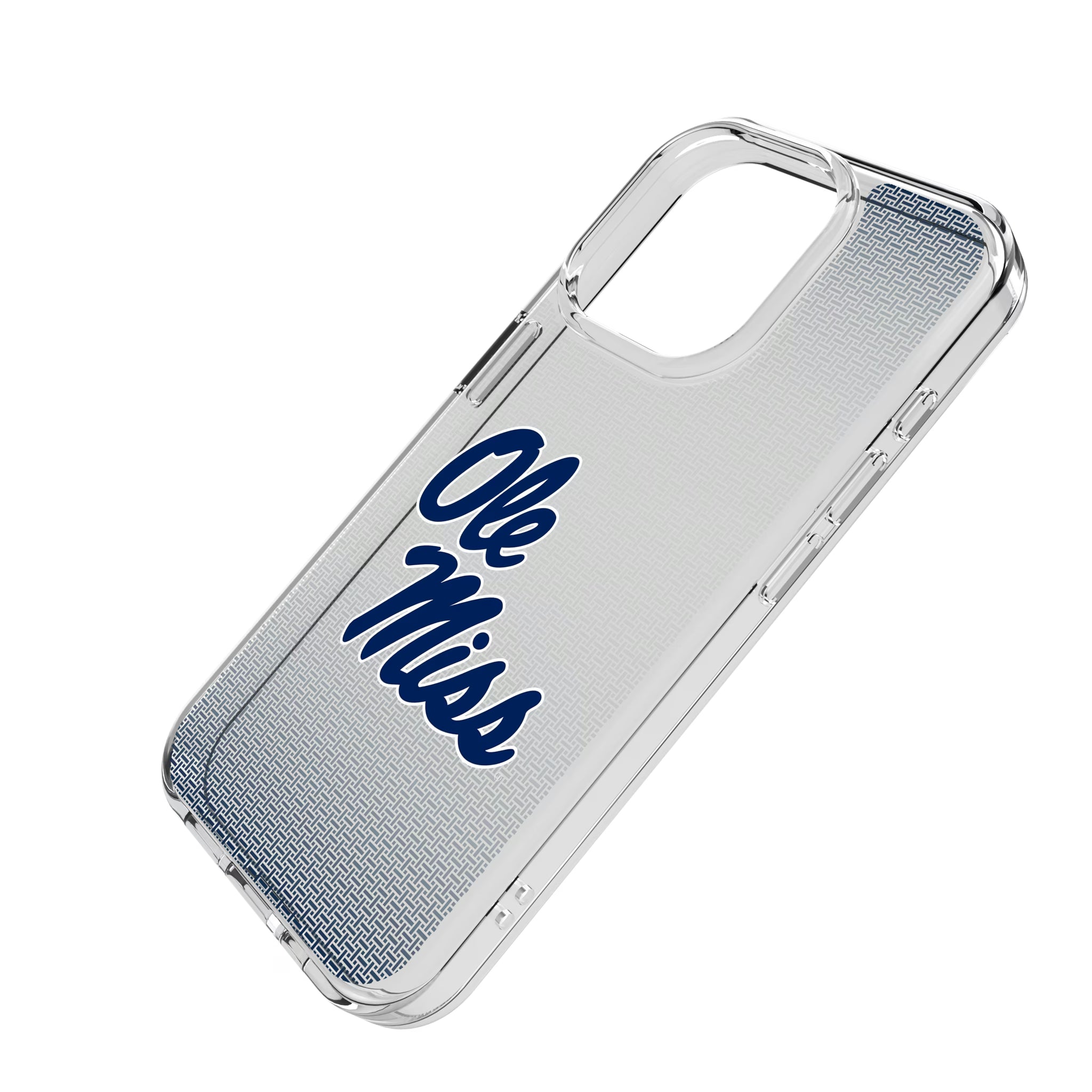 University of Mississippi Rebels Linen iPhone Clear Phone Case for Apple iPhone - Isometric View