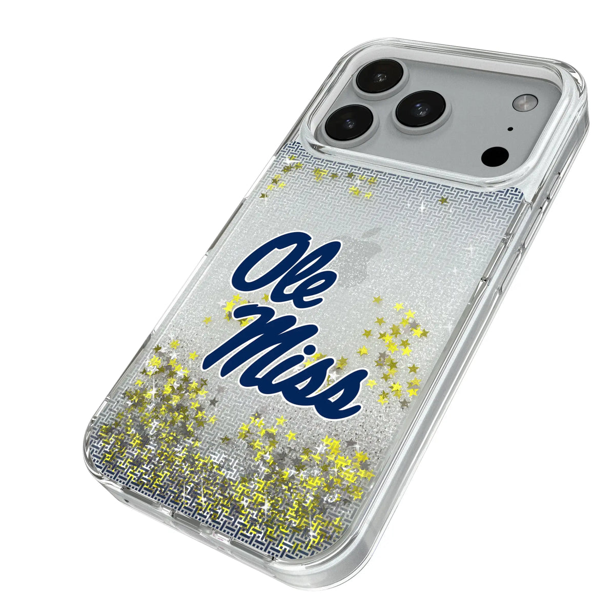 University of Mississippi Rebels Linen iPhone Glitter Phone Case for Apple iPhone - Isometric View#Device_iPhone 18 Pro