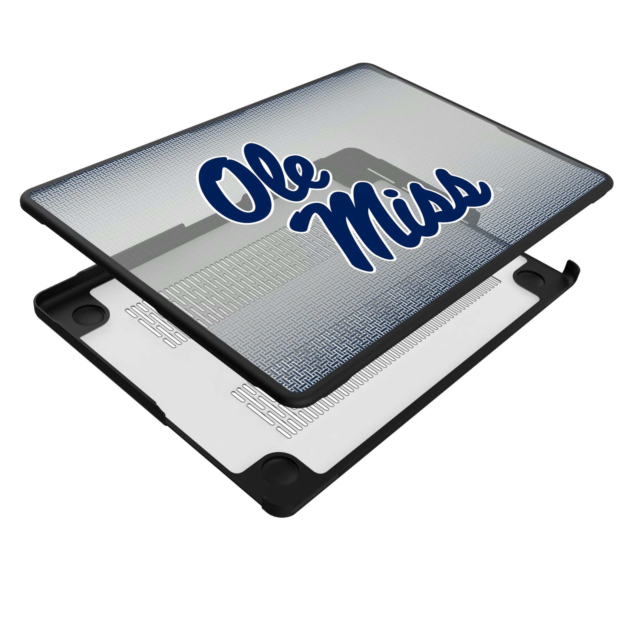 University of Mississippi Rebels Linen MacBook Laptop Case for Apple MacBook - Isometric View#Device_MacBook Pro (14-inch, 2021) / MacBook Pro (14-inch, 2023) / MacBook Pro (14-inch, 2024)