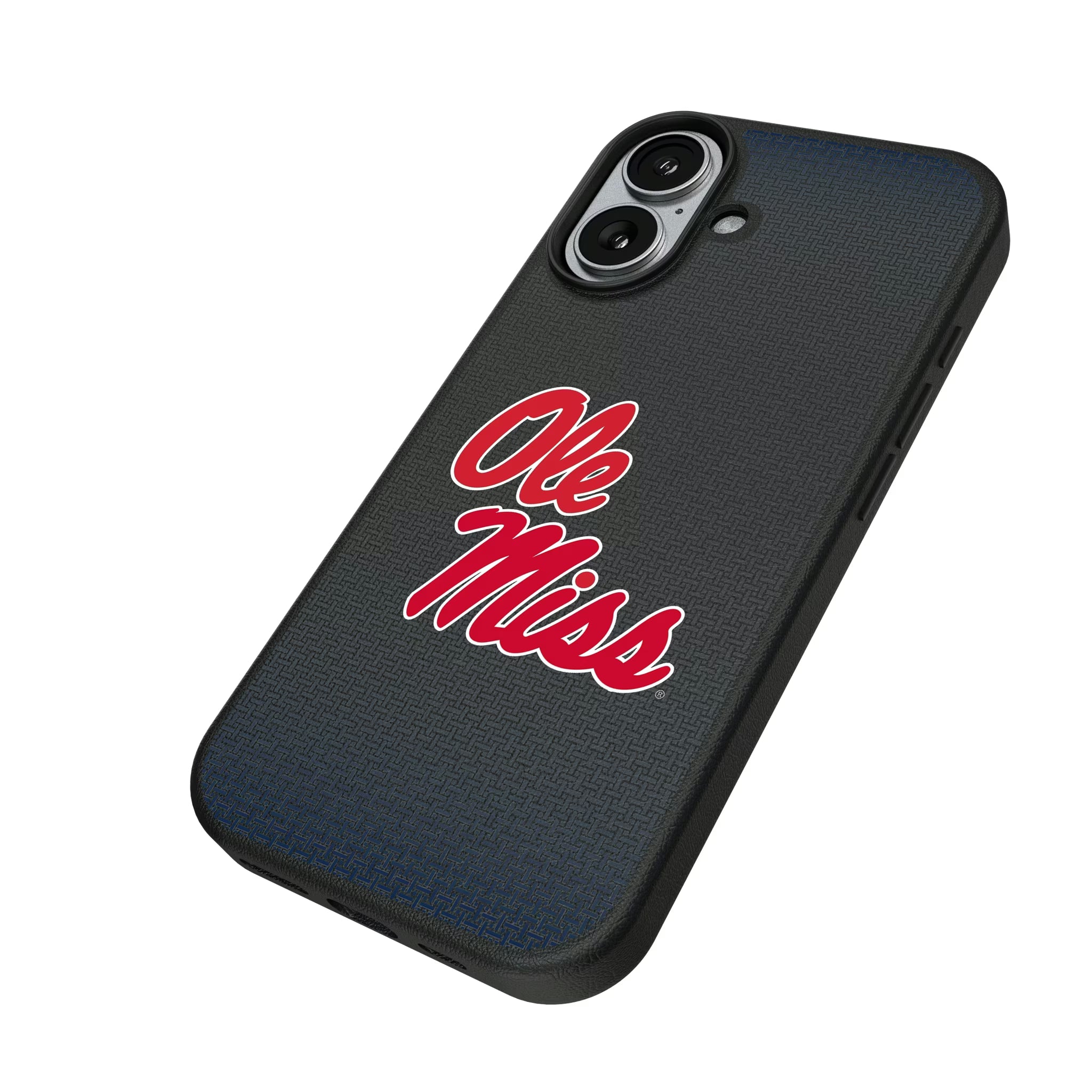 University of Mississippi Rebels Linen iPhone MagSafe Compatible Phone Case for Apple iPhone - Isometric View#Device_iPhone 17