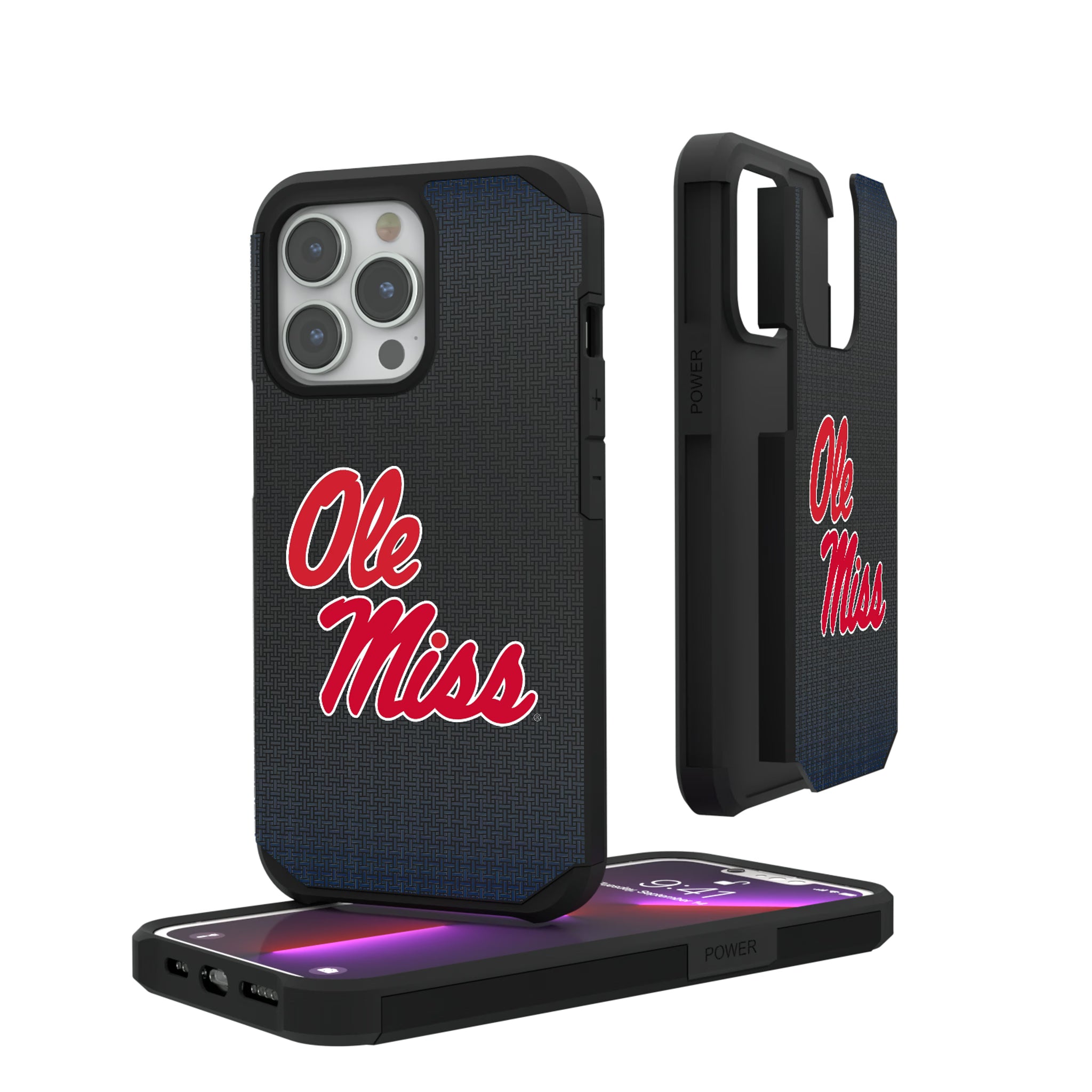 University of Mississippi Rebels Linen iPhone Rugged Phone Case for Apple iPhone#Device_iPhone 13 Pro