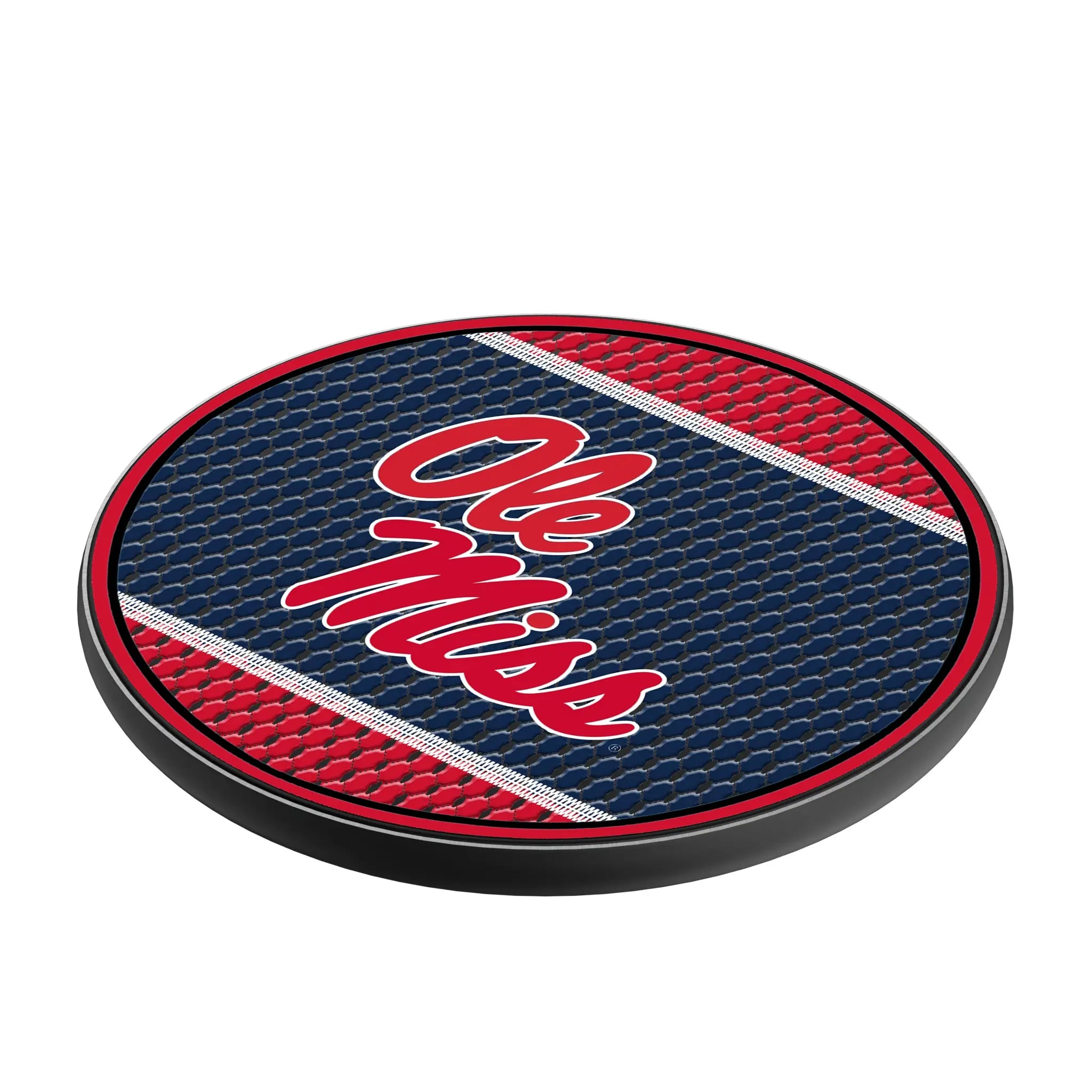University of Mississippi Rebels Mesh 15-Watt Wireless Charger - Isometric View