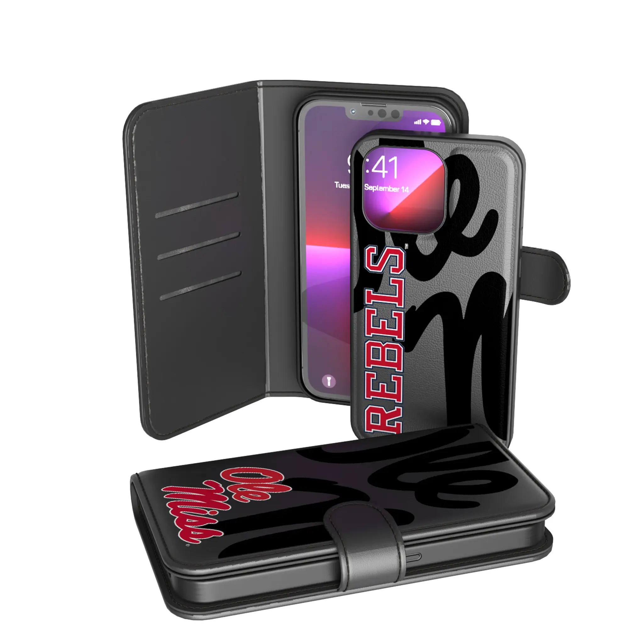 University of Mississippi Rebels Monocolor Tilt iPhone Wallet Phone Case for Apple iPhone