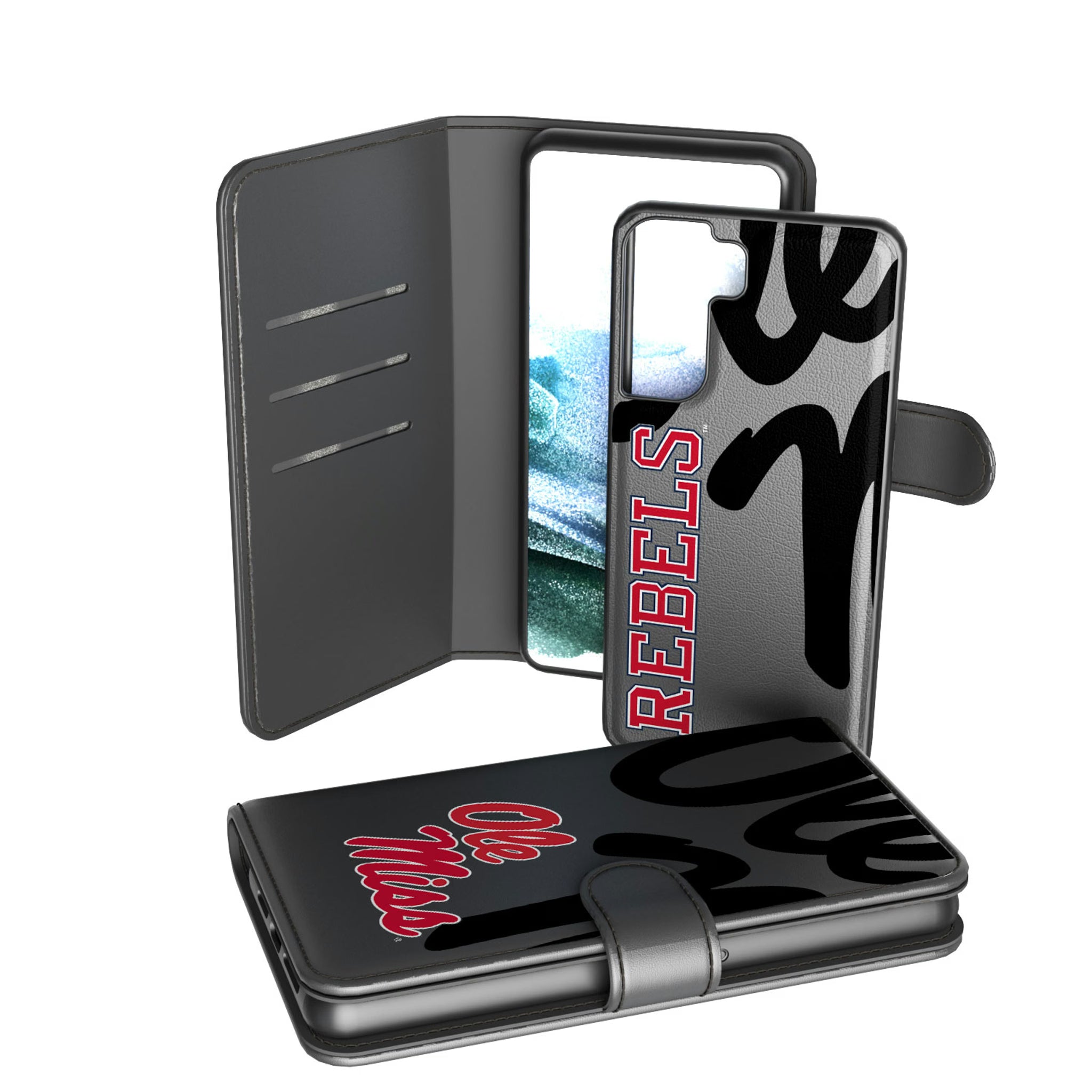 University of Mississippi Rebels Monocolor Tilt Galaxy Wallet Phone Case for Samsung Galaxy