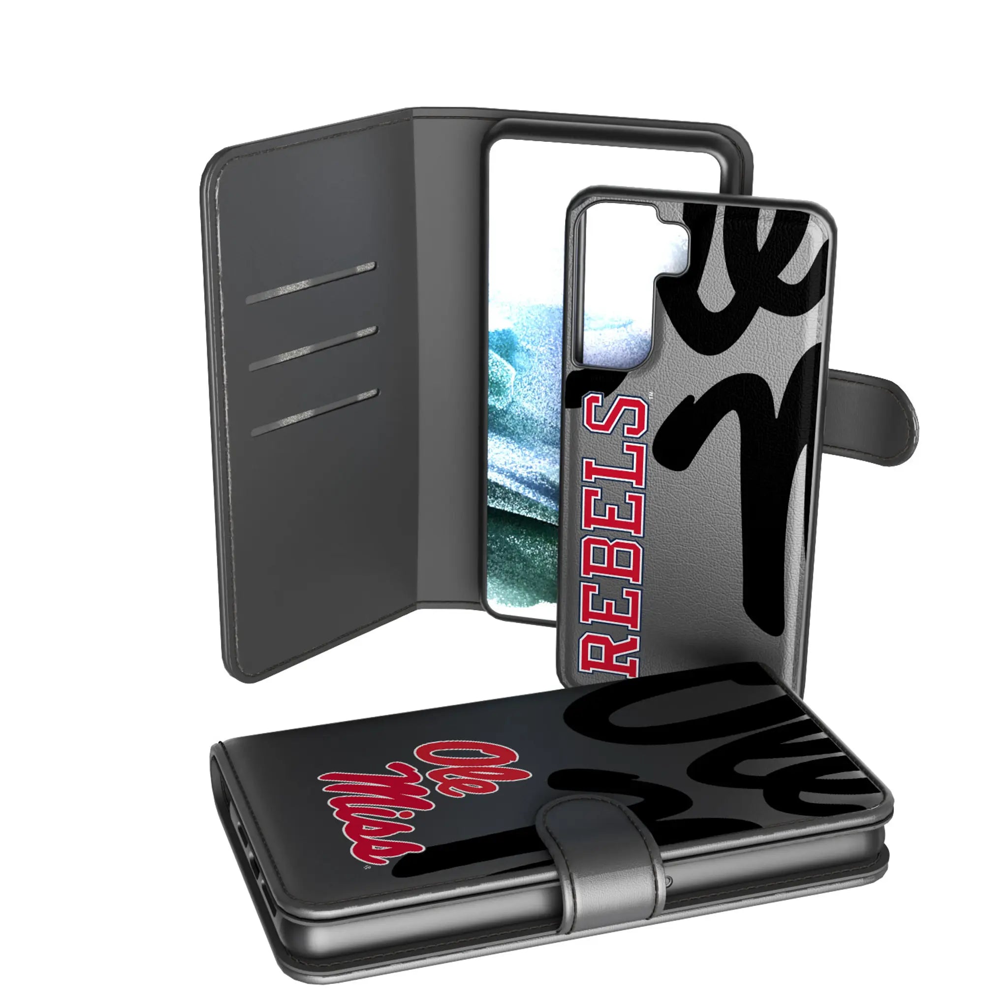 University of Mississippi Rebels Monocolor Tilt Galaxy Wallet Phone Case for Samsung Galaxy