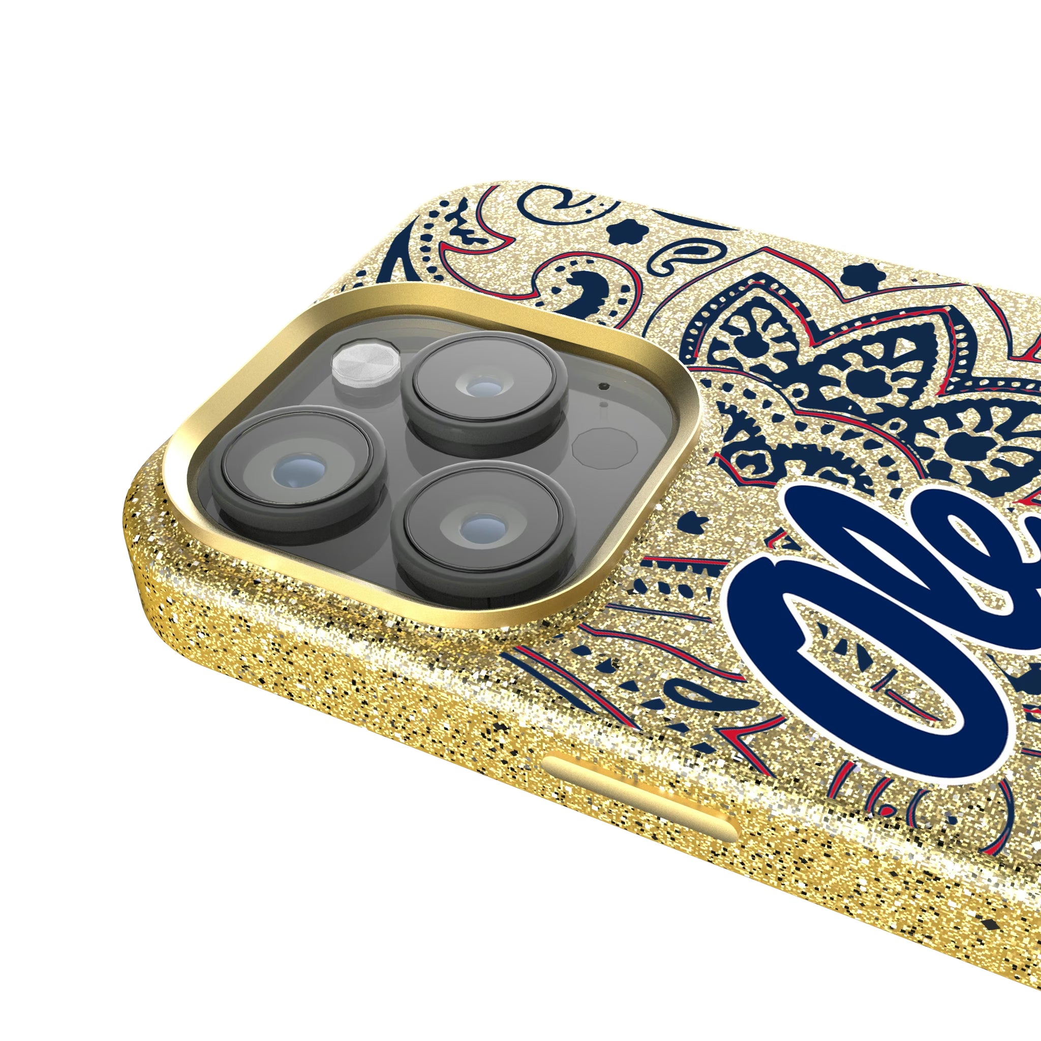 University of Mississippi Rebels Paisley iPhone Bling Phone Case for Apple iPhone - Detail