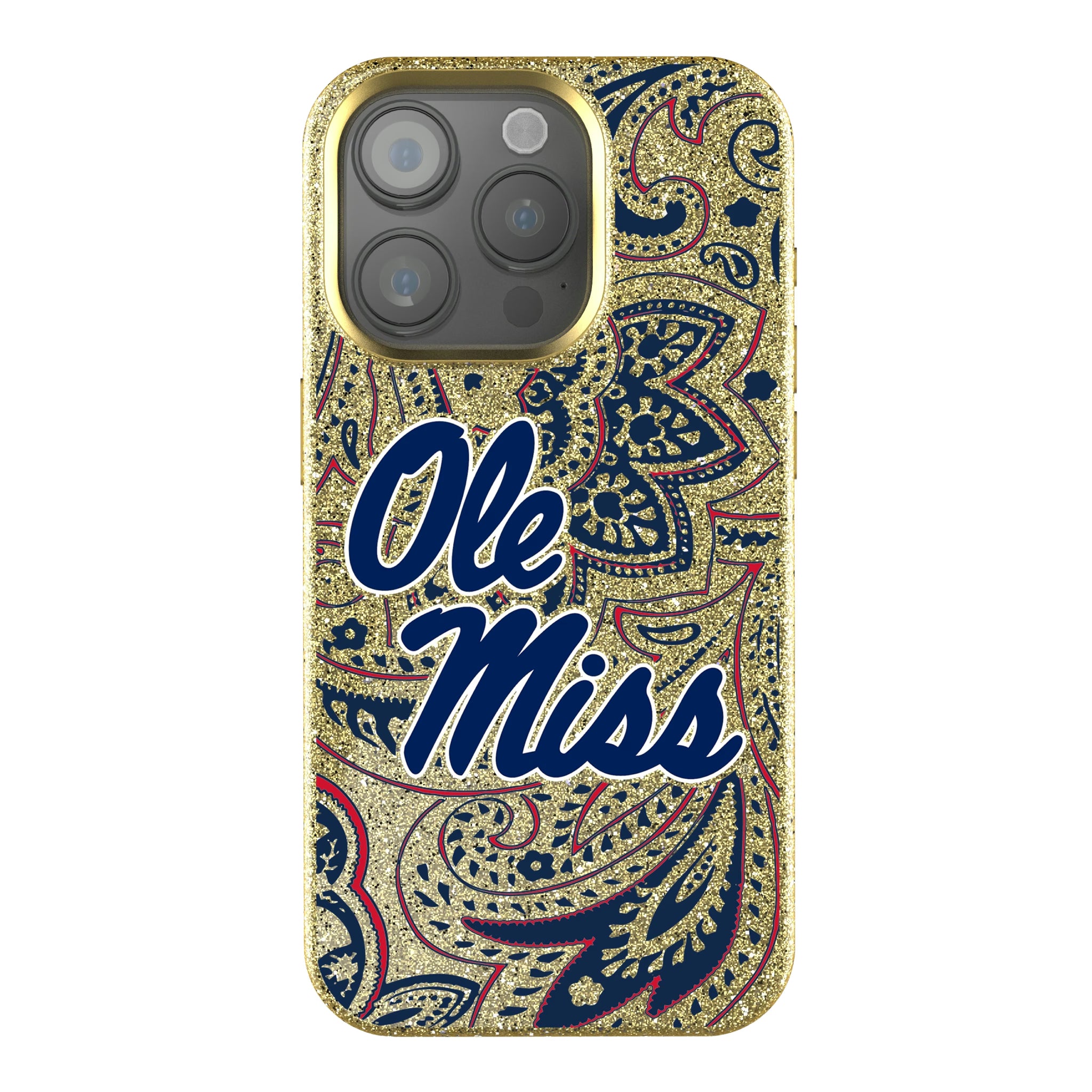 University of Mississippi Rebels Paisley iPhone Bling Phone Case for Apple iPhone
