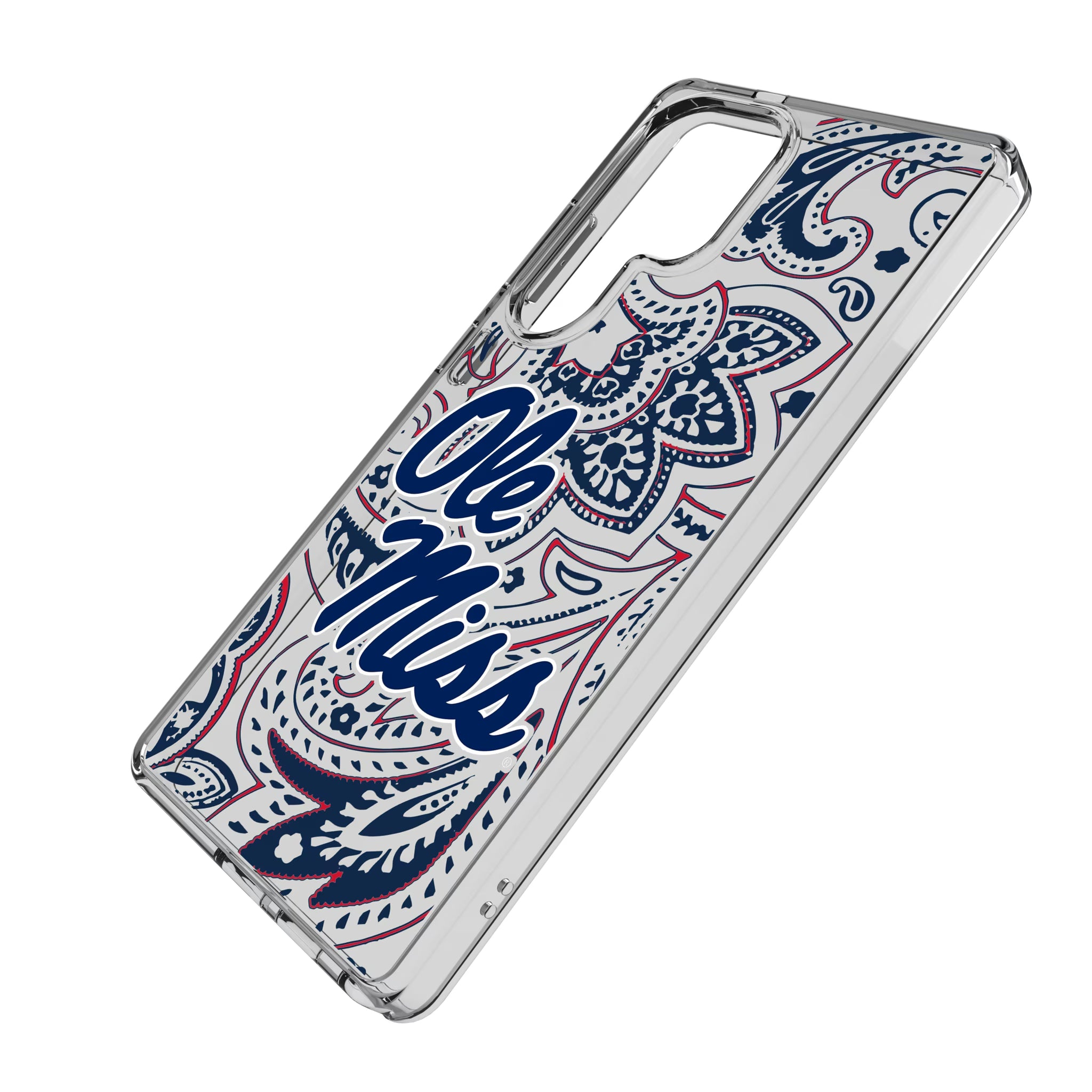 University of Mississippi Rebels Paisley Galaxy Clear Phone Case for Samsung Galaxy - Isometric View