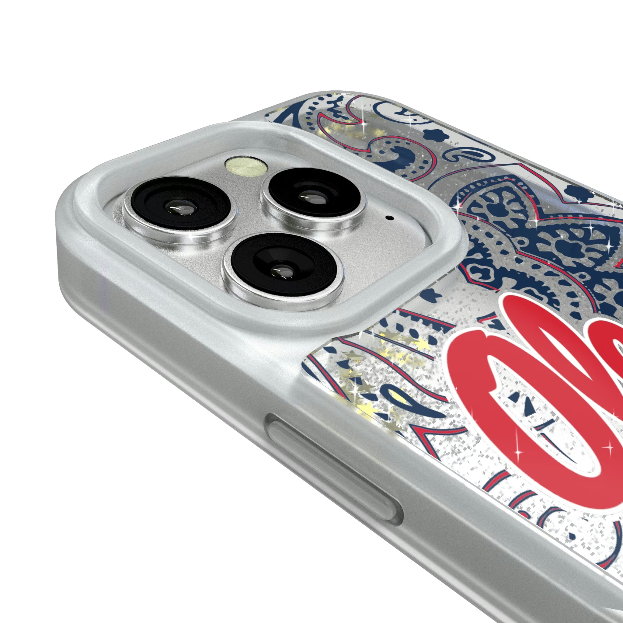 University of Mississippi Rebels Paisley iPhone Glitter Phone Case for Apple iPhone - Detail#Device_iPhone 16 Pro