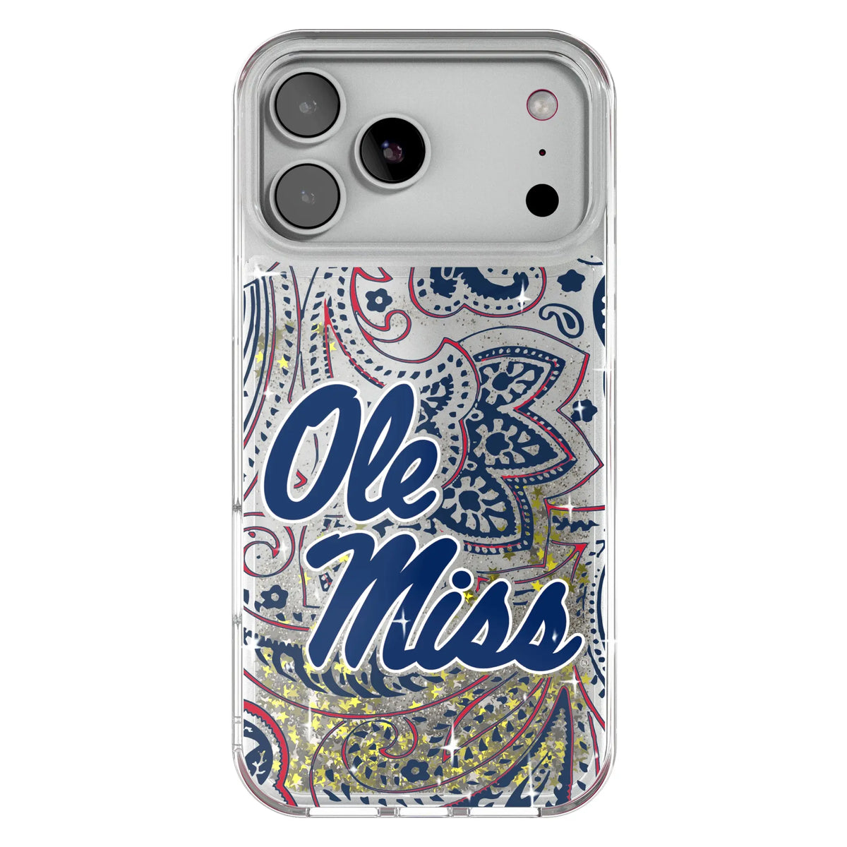 University of Mississippi Rebels Paisley Glitter Phone Case for Apple iPhone