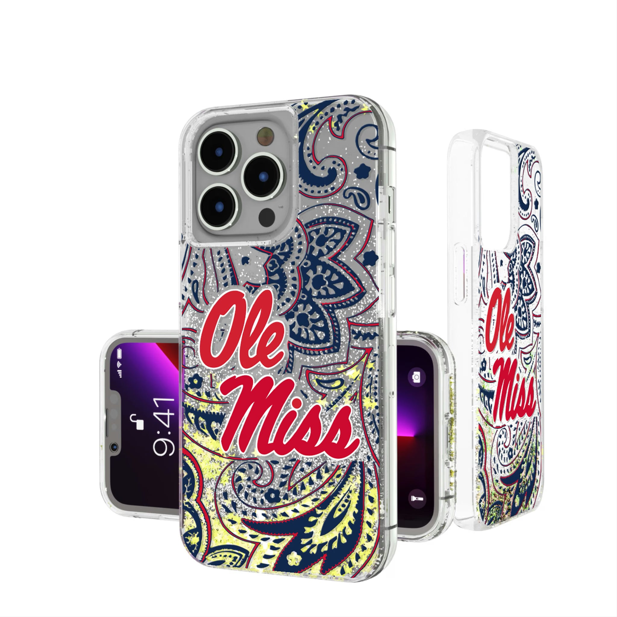 University of Mississippi Rebels Paisley iPhone Glitter Phone Case for Apple iPhone