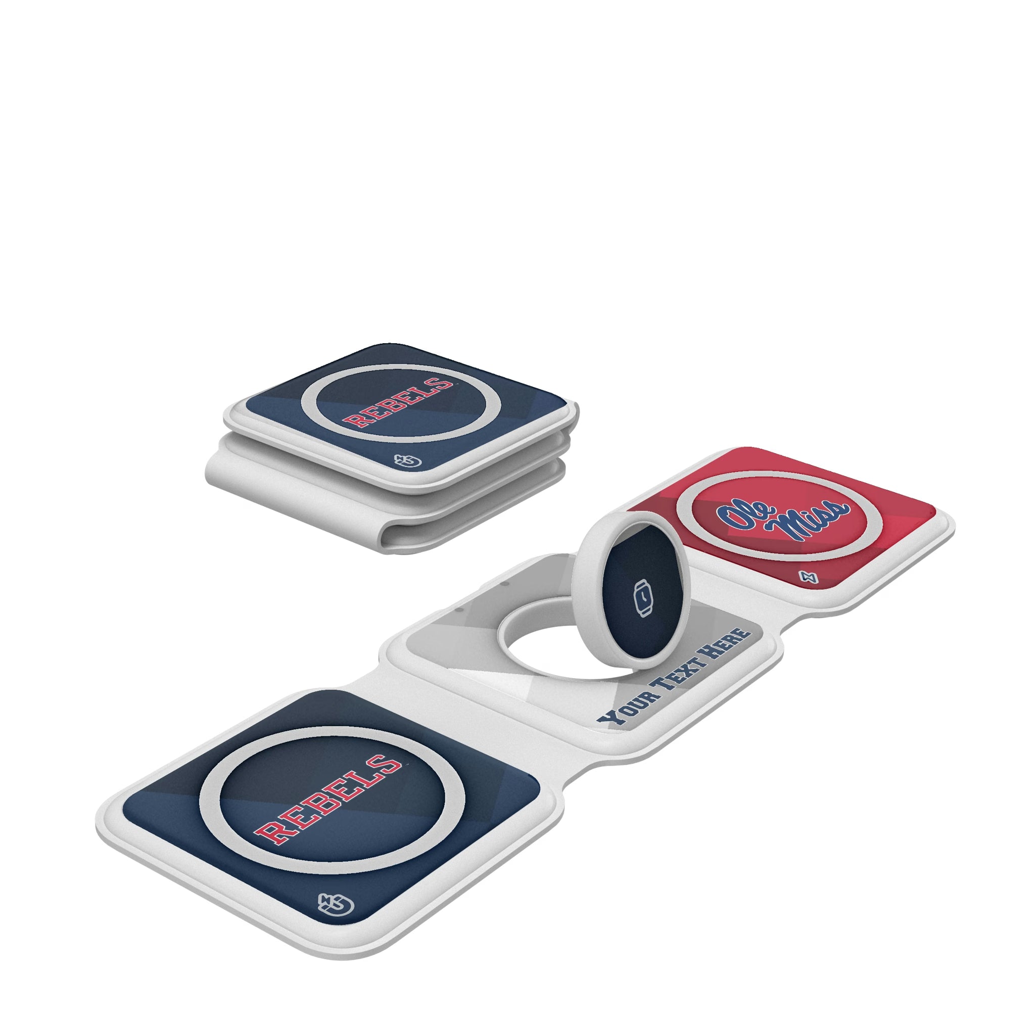 University of Mississippi Rebels Personalized Color Block Foldable 3 in 1 Charger