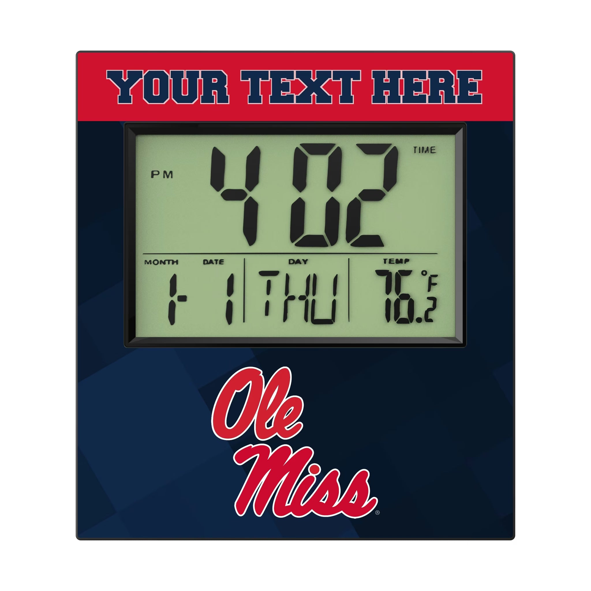University of Mississippi Rebels Personalized Color Block Wall Clock