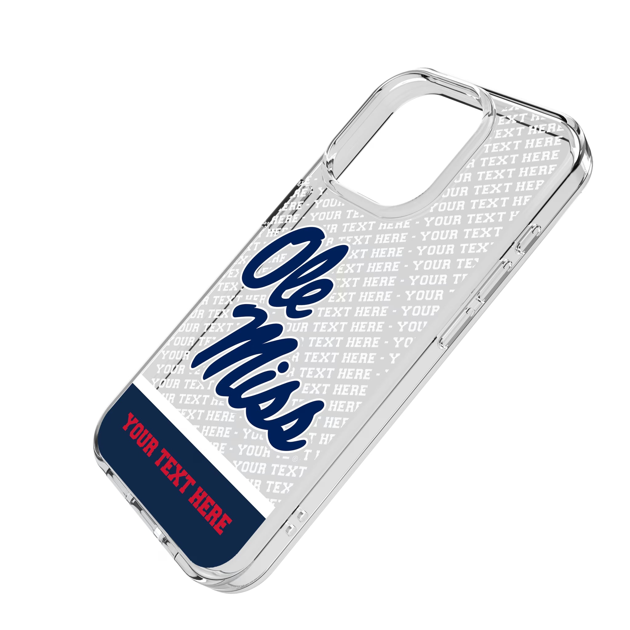 University of Mississippi Rebels Personalized EndZone Plus iPhone Clear Phone Case for Apple iPhone - Isometric View