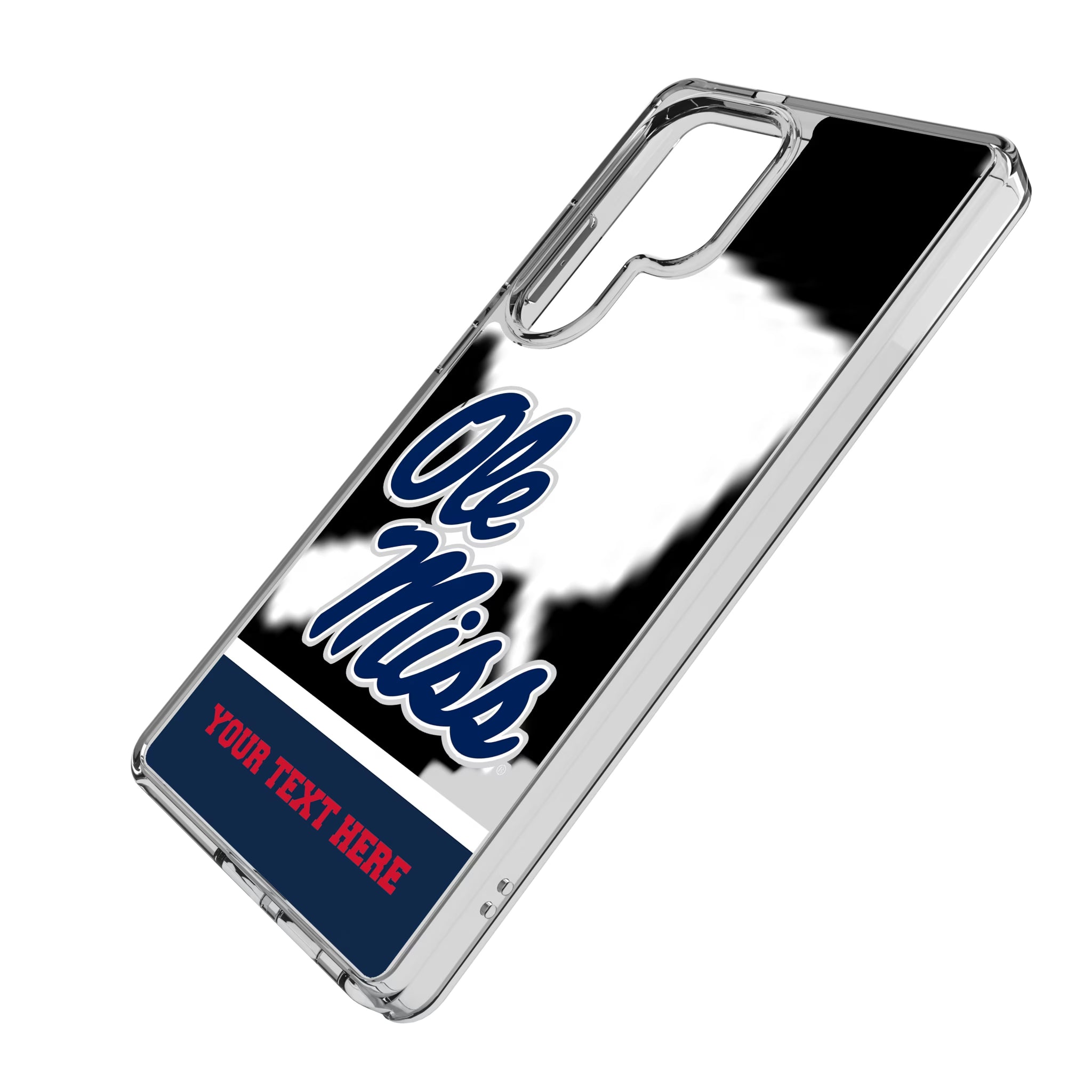 University of Mississippi Rebels Personalized EndZone Plus Galaxy Clear Phone Case for Samsung Galaxy - Isometric View