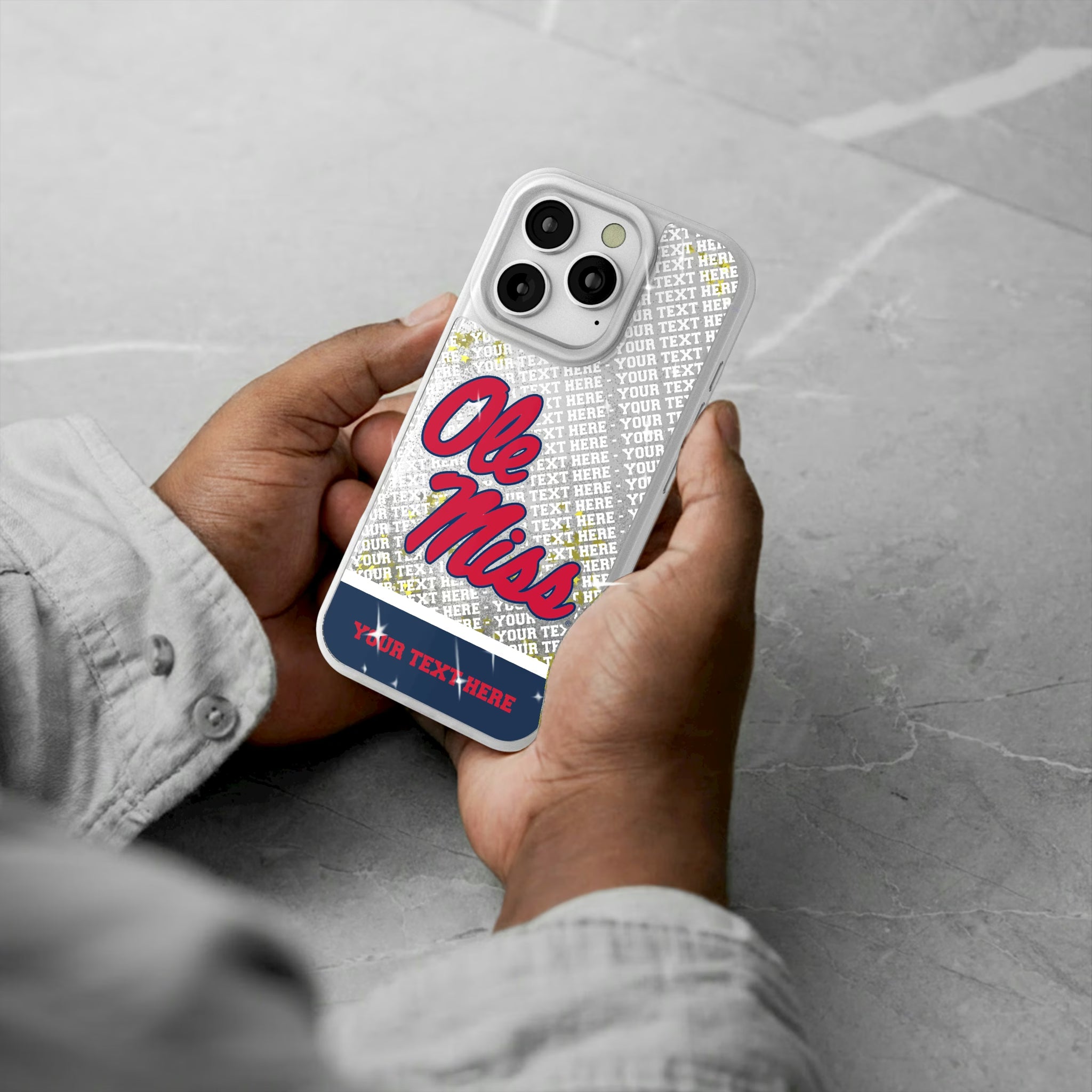 University of Mississippi Rebels Personalized EndZone Plus iPhone Glitter Phone Case for Apple iPhone - Lifestyle#Device_iPhone 16 Pro