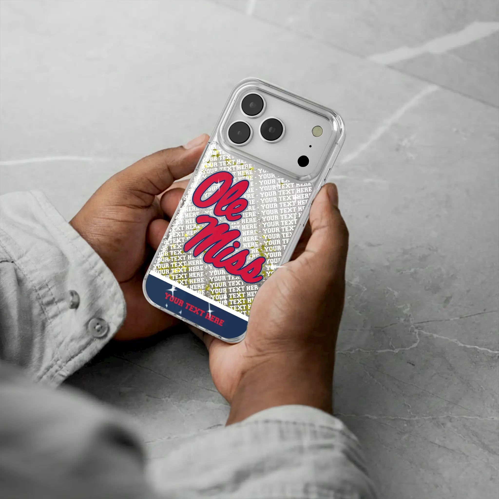 University of Mississippi Rebels Personalized EndZone Plus iPhone Glitter Phone Case for Apple iPhone - Lifestyle#Device_iPhone 17 Pro