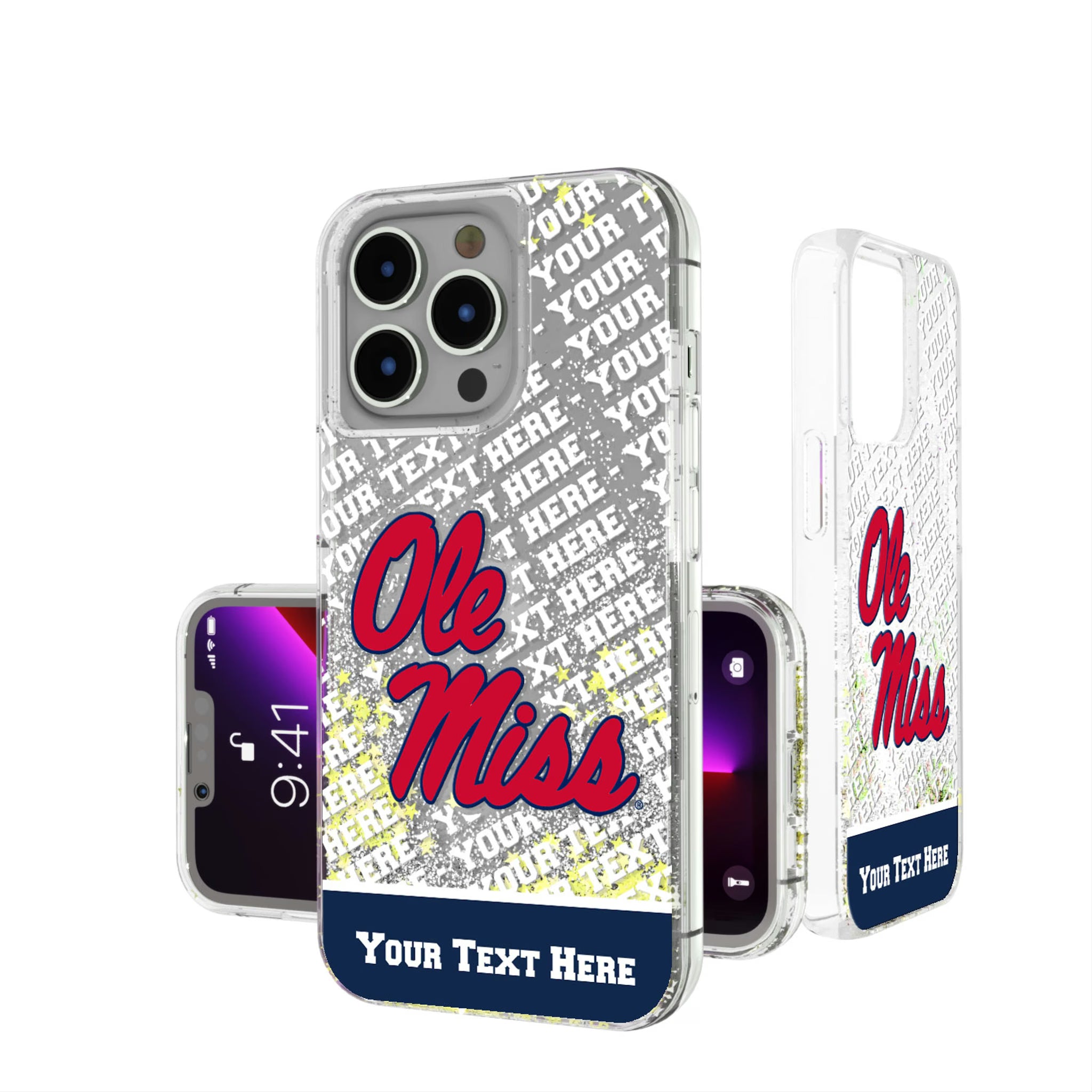 University of Mississippi Rebels Personalized EndZone Plus iPhone Glitter Phone Case for Apple iPhone