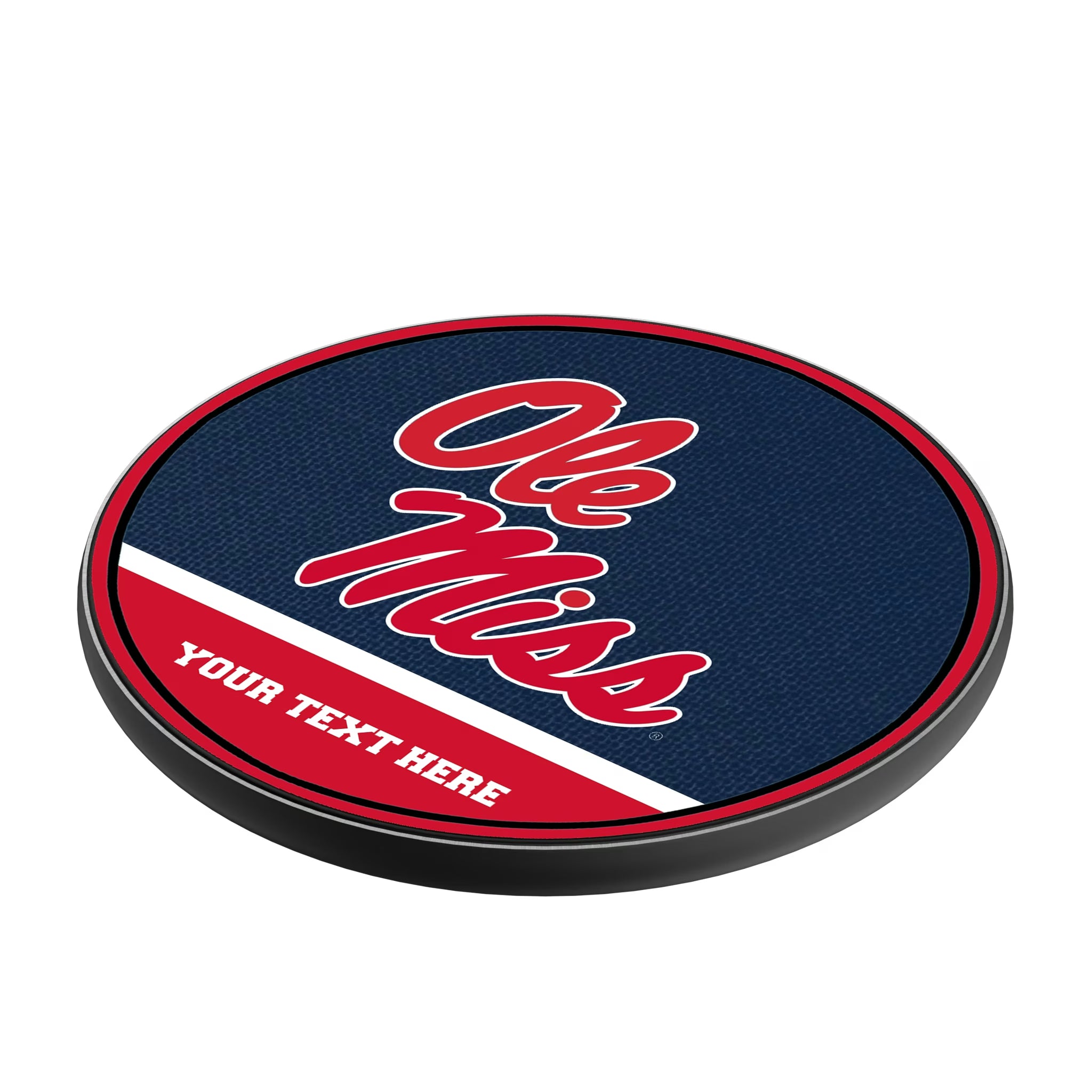 University of Mississippi Rebels Personalized Endzone Solid 15-Watt Wireless Charger - Isometric View