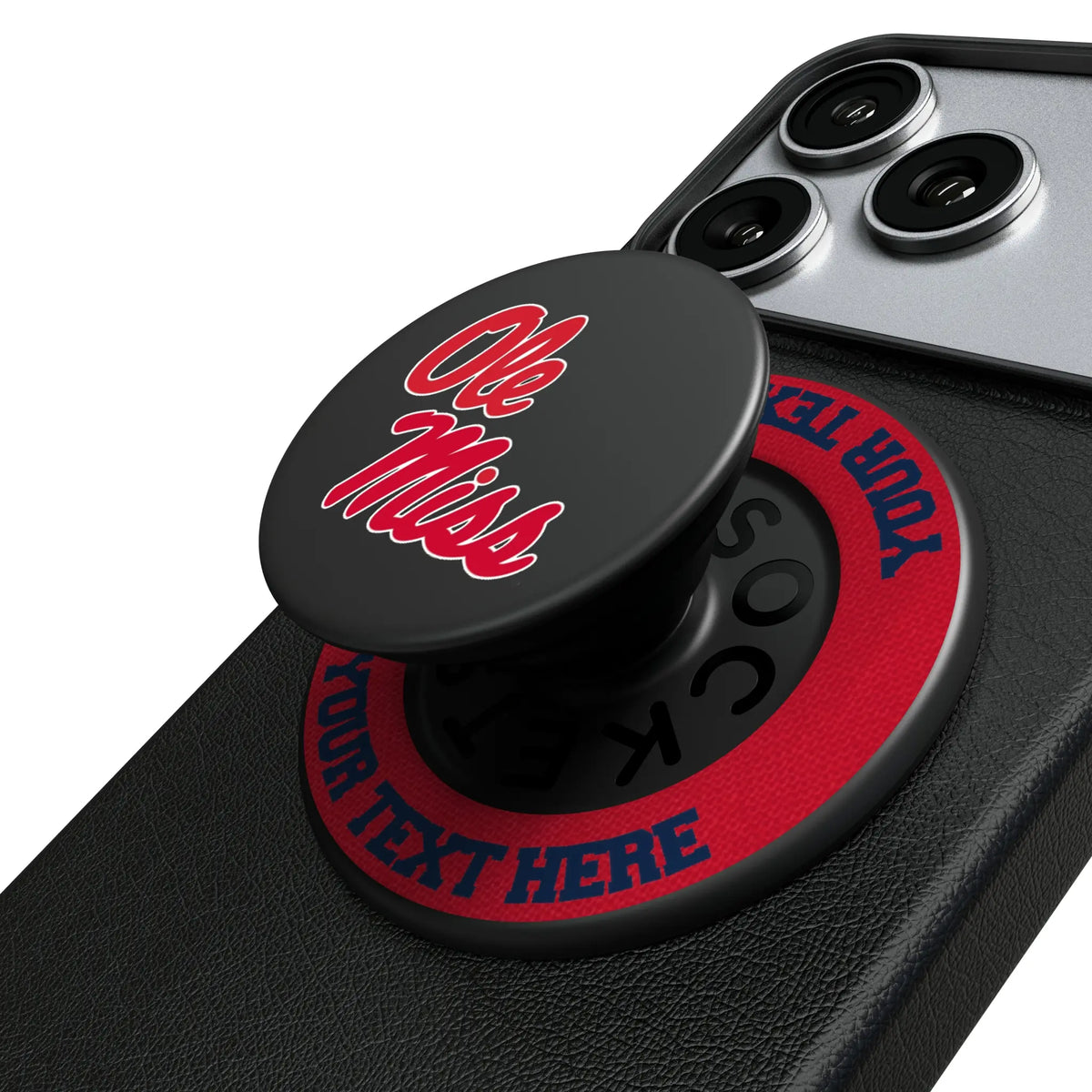 University of Mississippi Rebels Personalized Endzone Solid Popsockets Round Magnetic