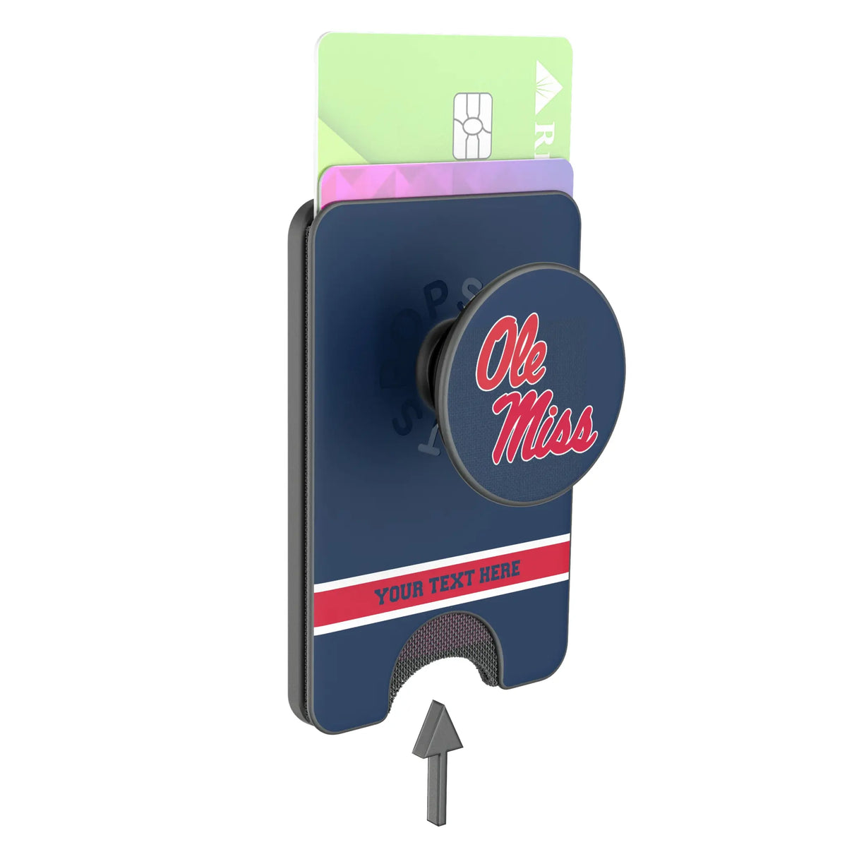 University of Mississippi Rebels Personalized Endzone Solid Popsockets Wallet Magnetic - Detail