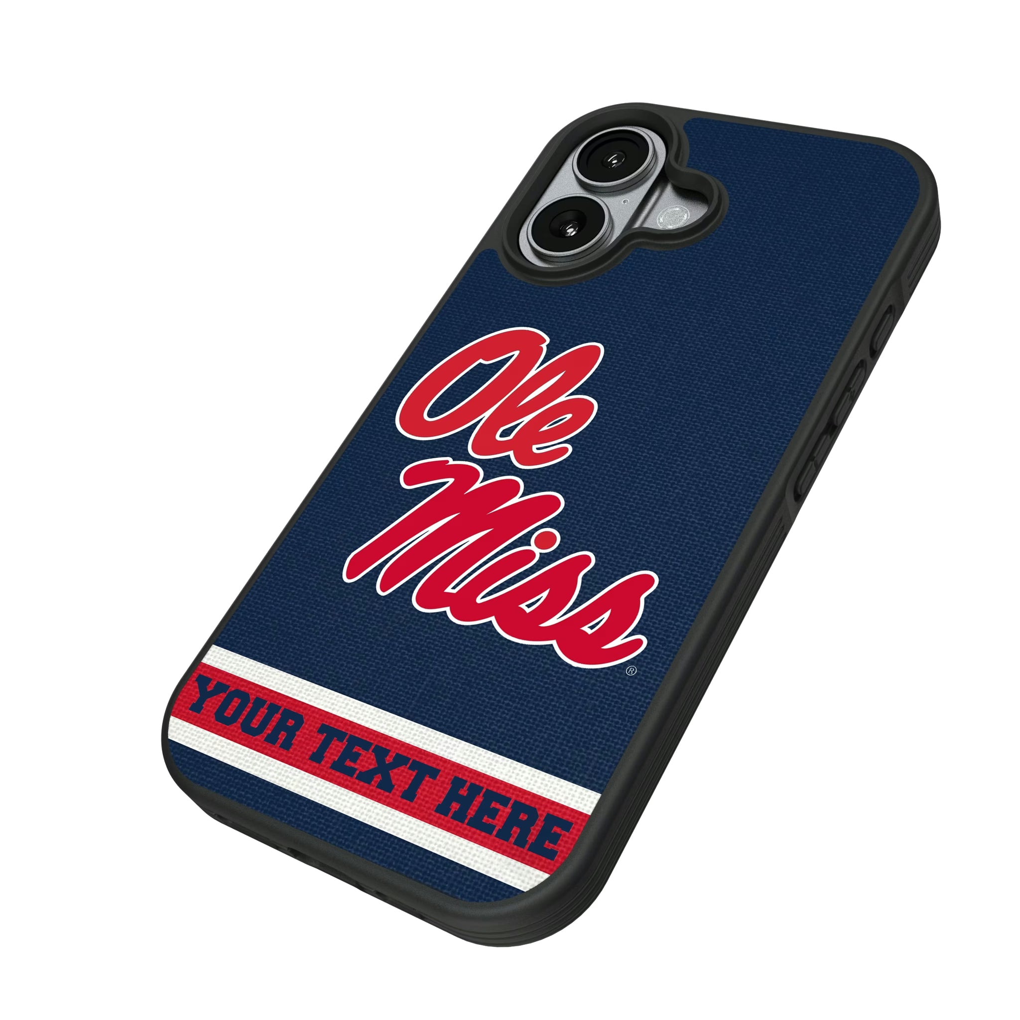 University of Mississippi Rebels Personalized Stripe iPhone Bump Phone Case for Apple iPhone - Isometric View#Device_iPhone 17