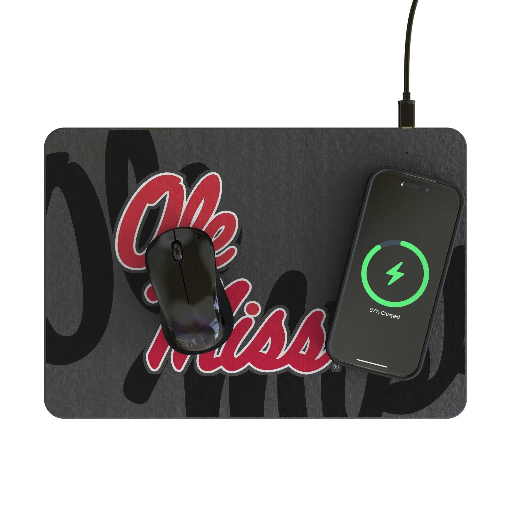 University of Mississippi Rebels Personalized Tilt 15-Watt Wireless Charger and Mouse Pad - Lifestyle