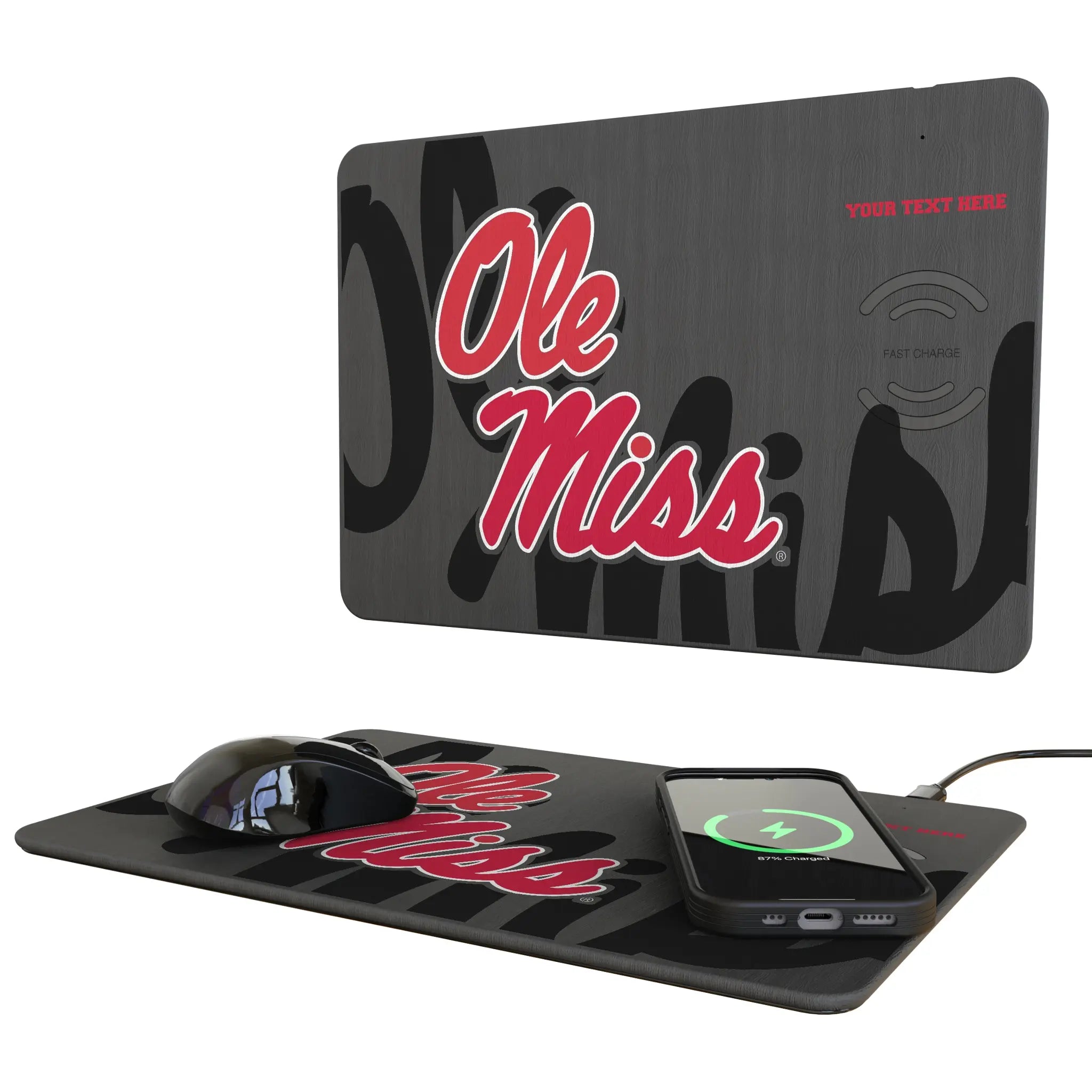 University of Mississippi Rebels Personalized Tilt 15-Watt Wireless Charger and Mouse Pad