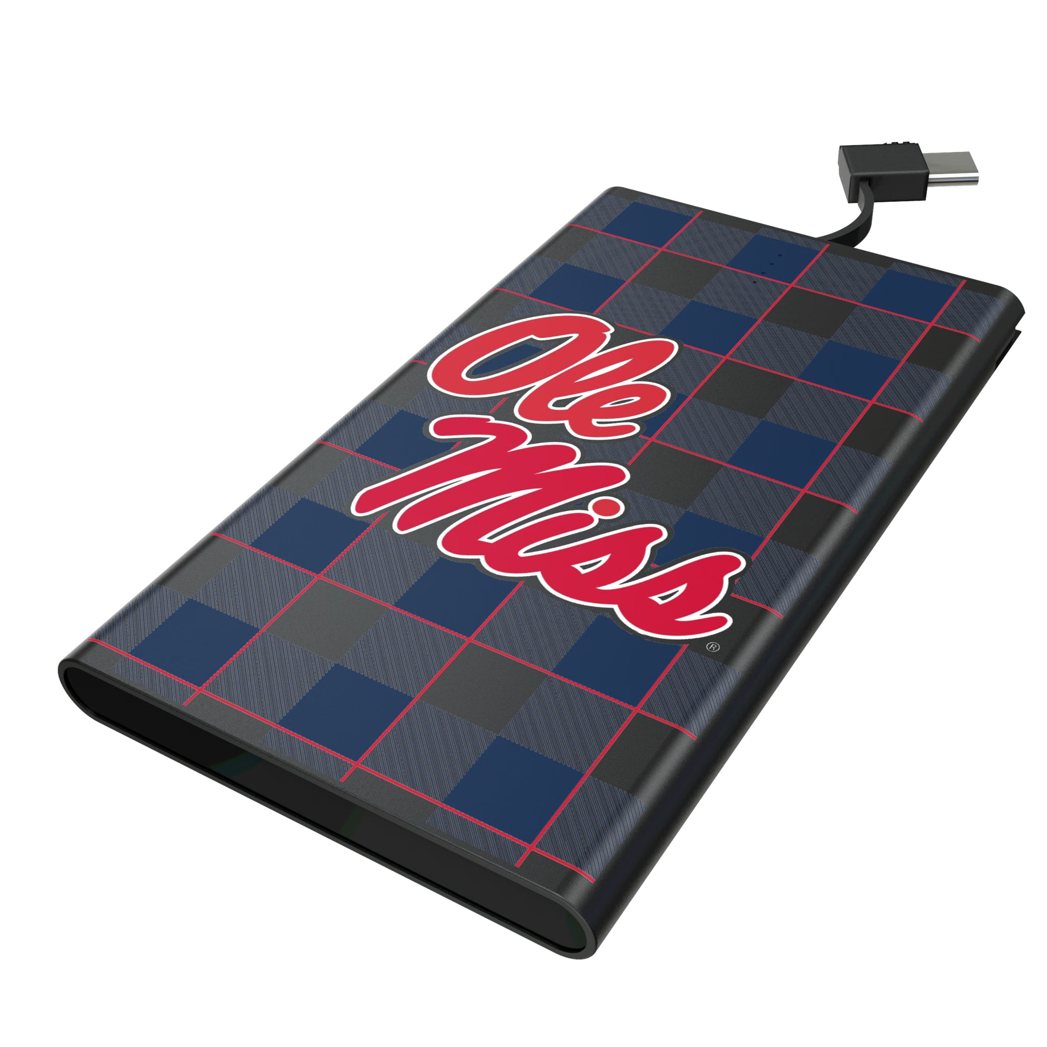 University of Mississippi Rebels Plaid 5000mAh Flat Powerbank