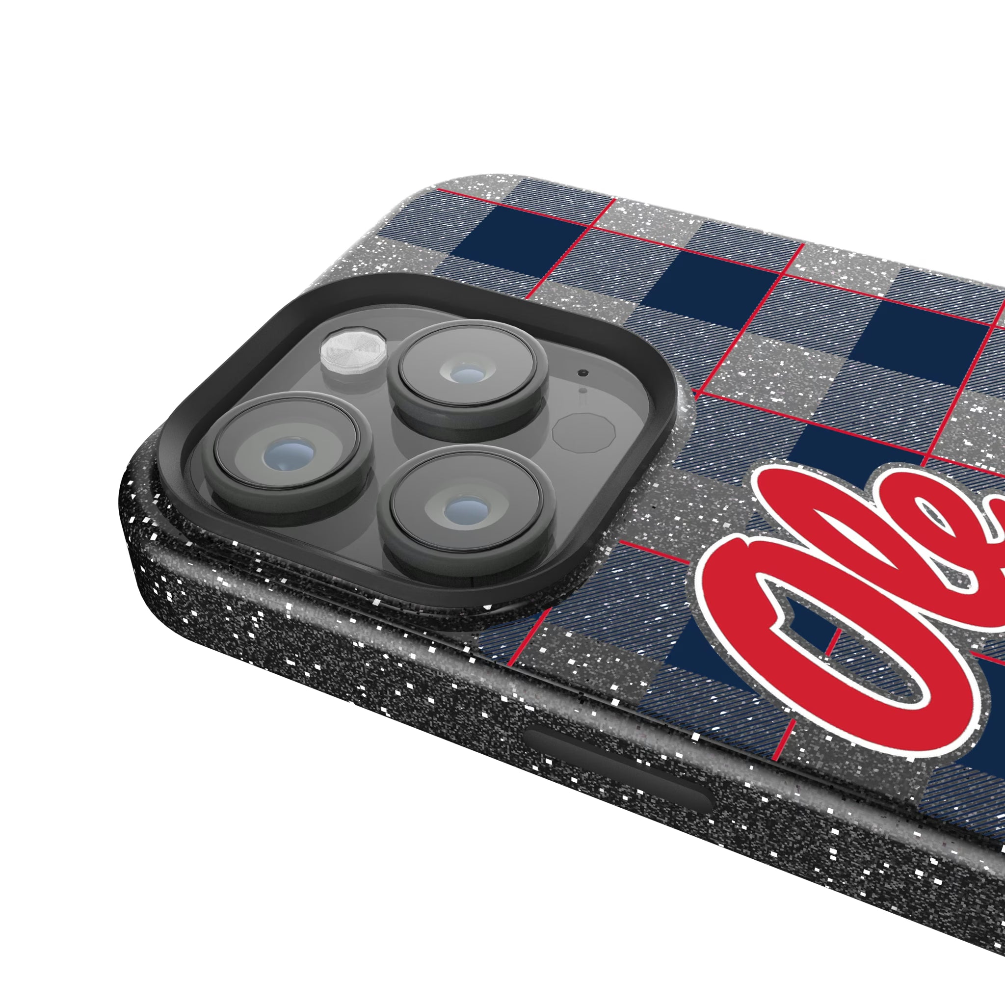 University of Mississippi Rebels Plaid iPhone Bling Phone Case for Apple iPhone - Detail