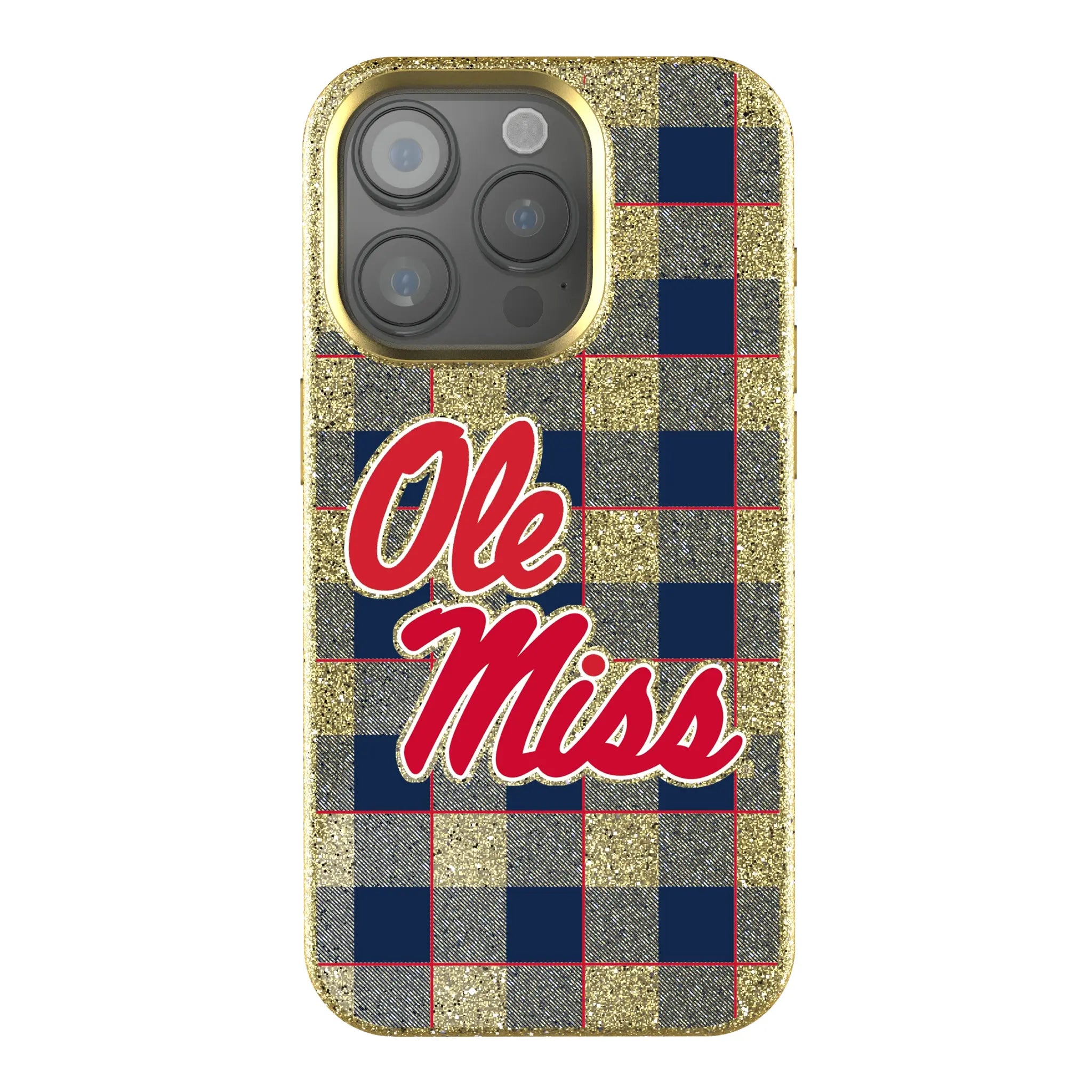 University of Mississippi Rebels Plaid iPhone Bling Phone Case for Apple iPhone