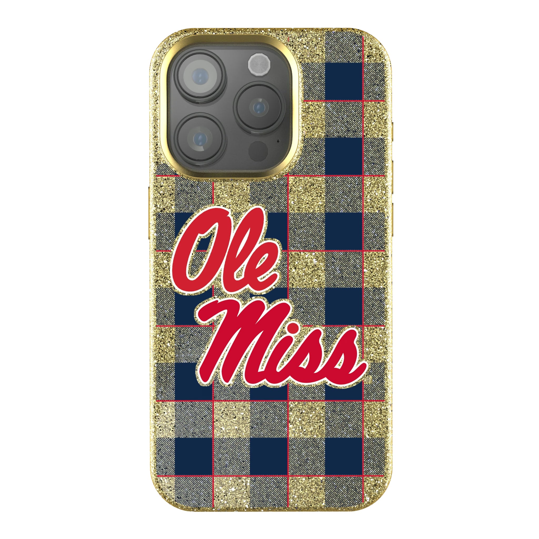University of Mississippi Rebels Plaid iPhone Bling Phone Case for Apple iPhone