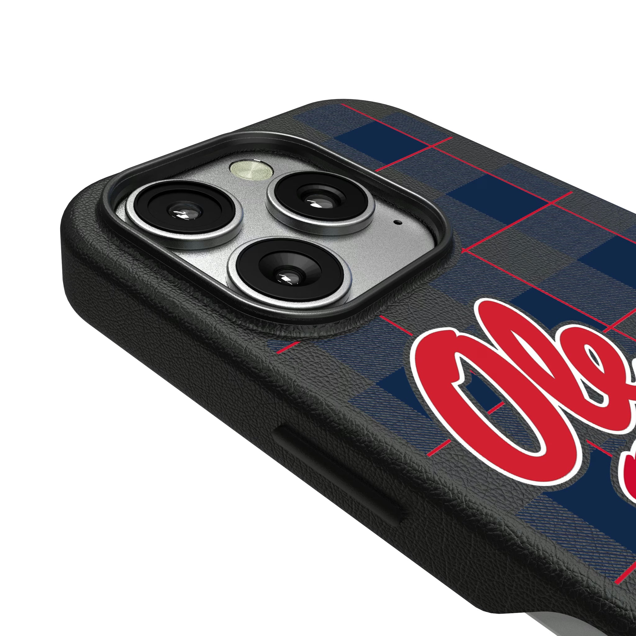 University of Mississippi Rebels Plaid iPhone MagSafe Compatible Phone Case for Apple iPhone - Detail