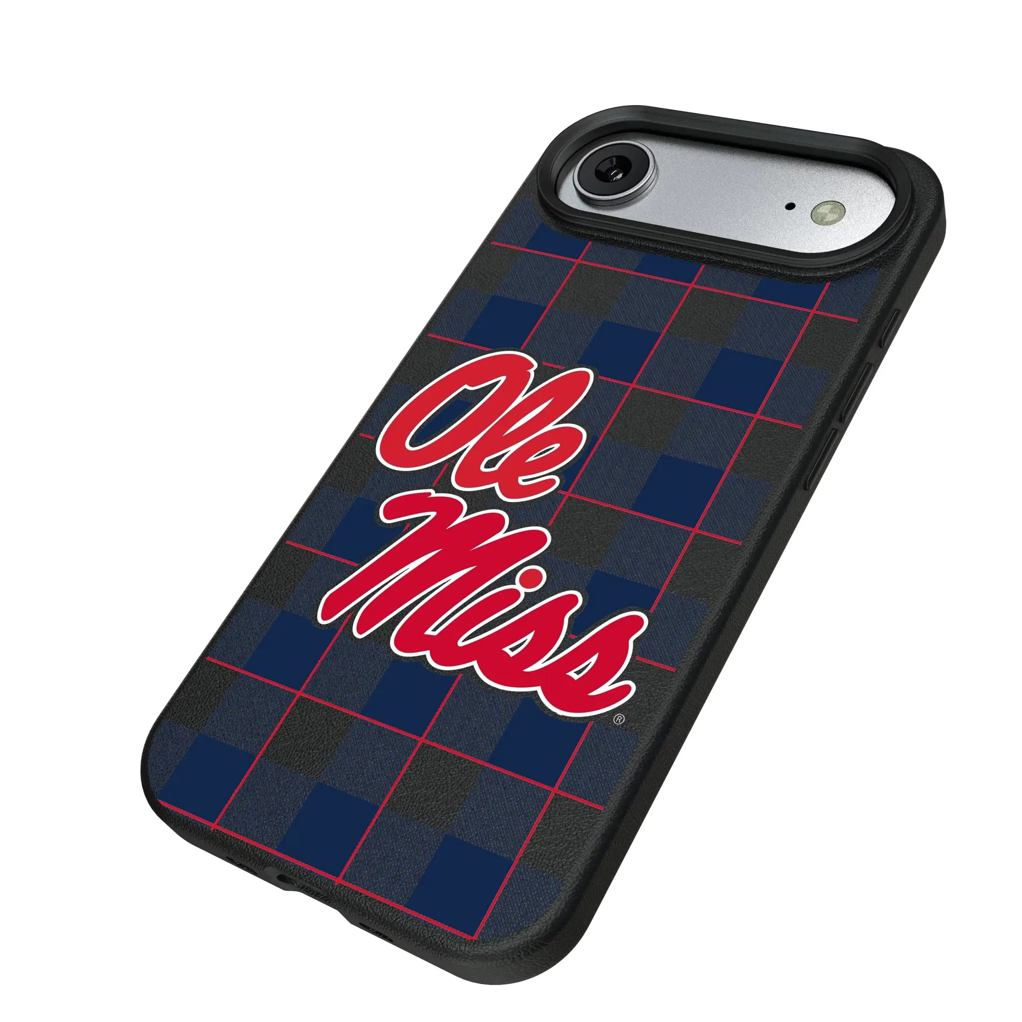 University of Mississippi Rebels Plaid iPhone MagSafe Compatible Phone Case for Apple iPhone - Isometric View#Device_iPhone Air