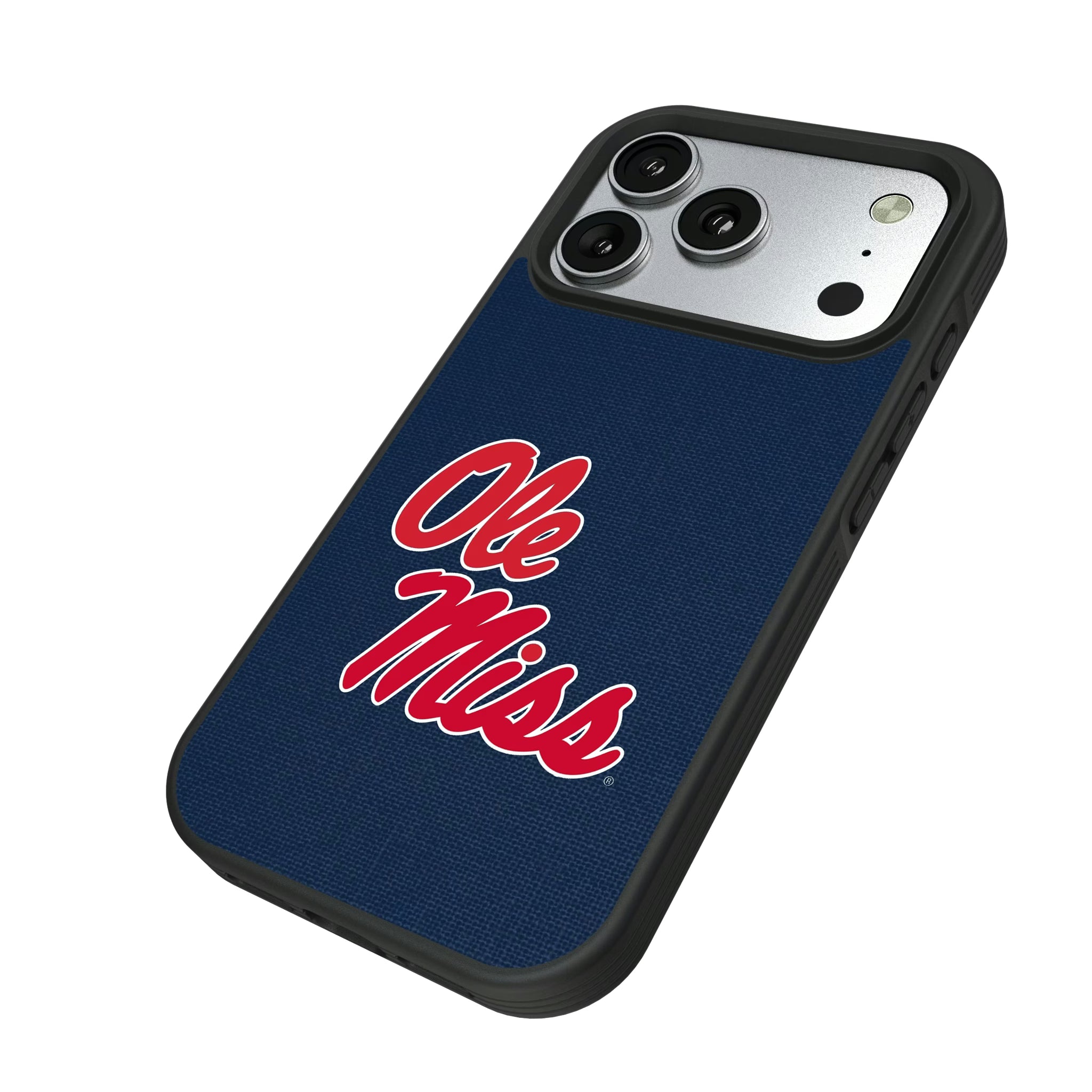 University of Mississippi Rebels Solid iPhone Bump Phone Case for Apple iPhone - Isometric View#Device_iPhone 17 Pro
