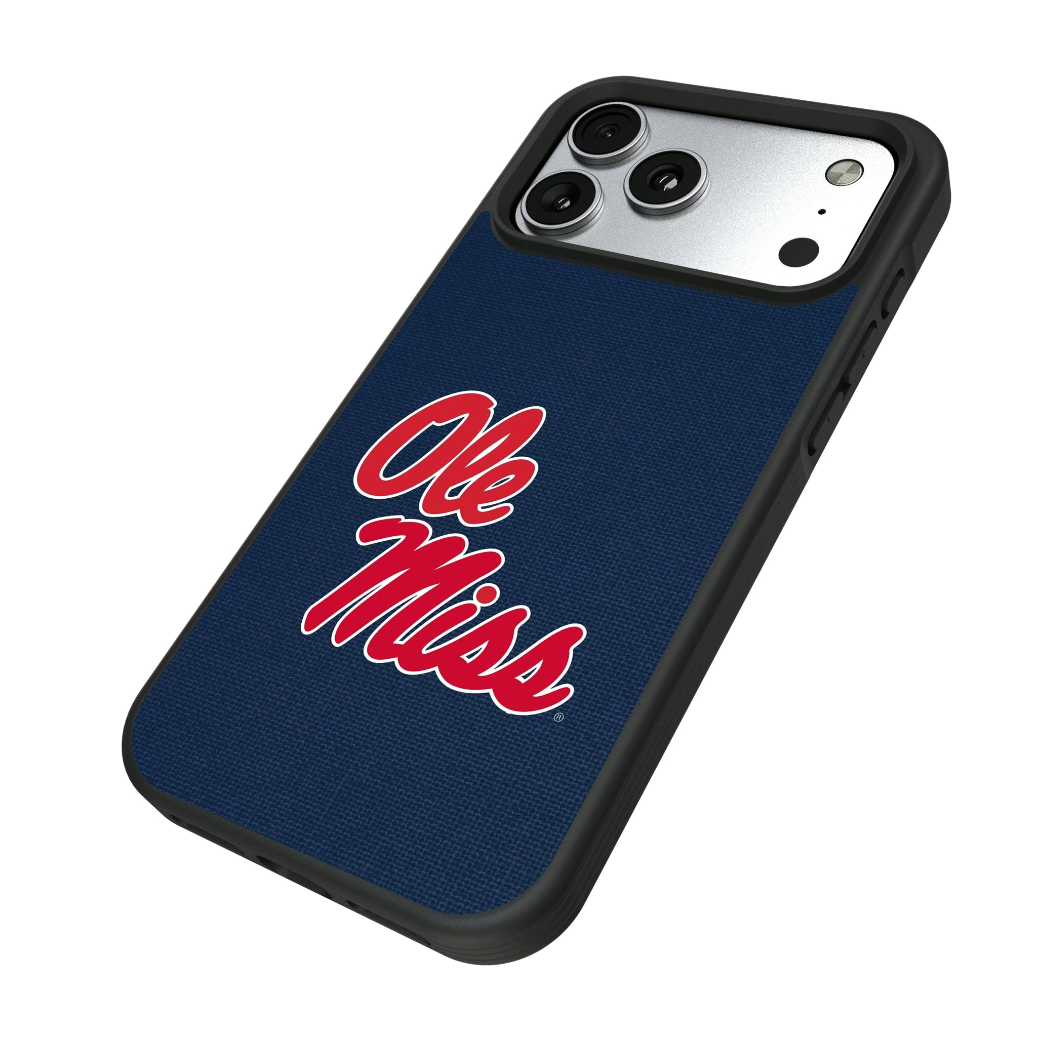 University of Mississippi Rebels Solid iPhone Bump Phone Case for Apple iPhone - Isometric View#Device_iPhone 17 Pro Max