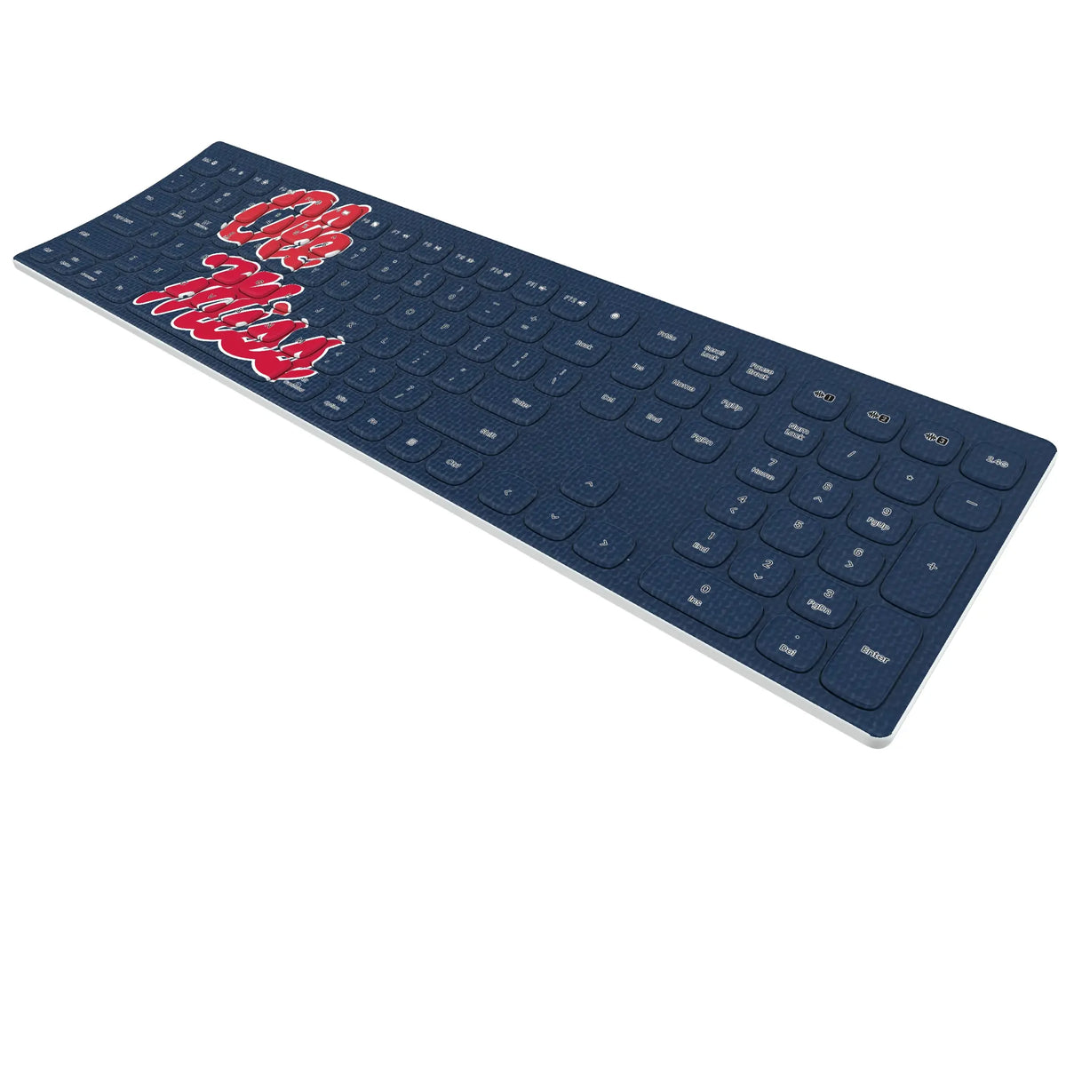 University of Mississippi Rebels Solid KKB605 Curved Wireless Keyboard - Isometric View