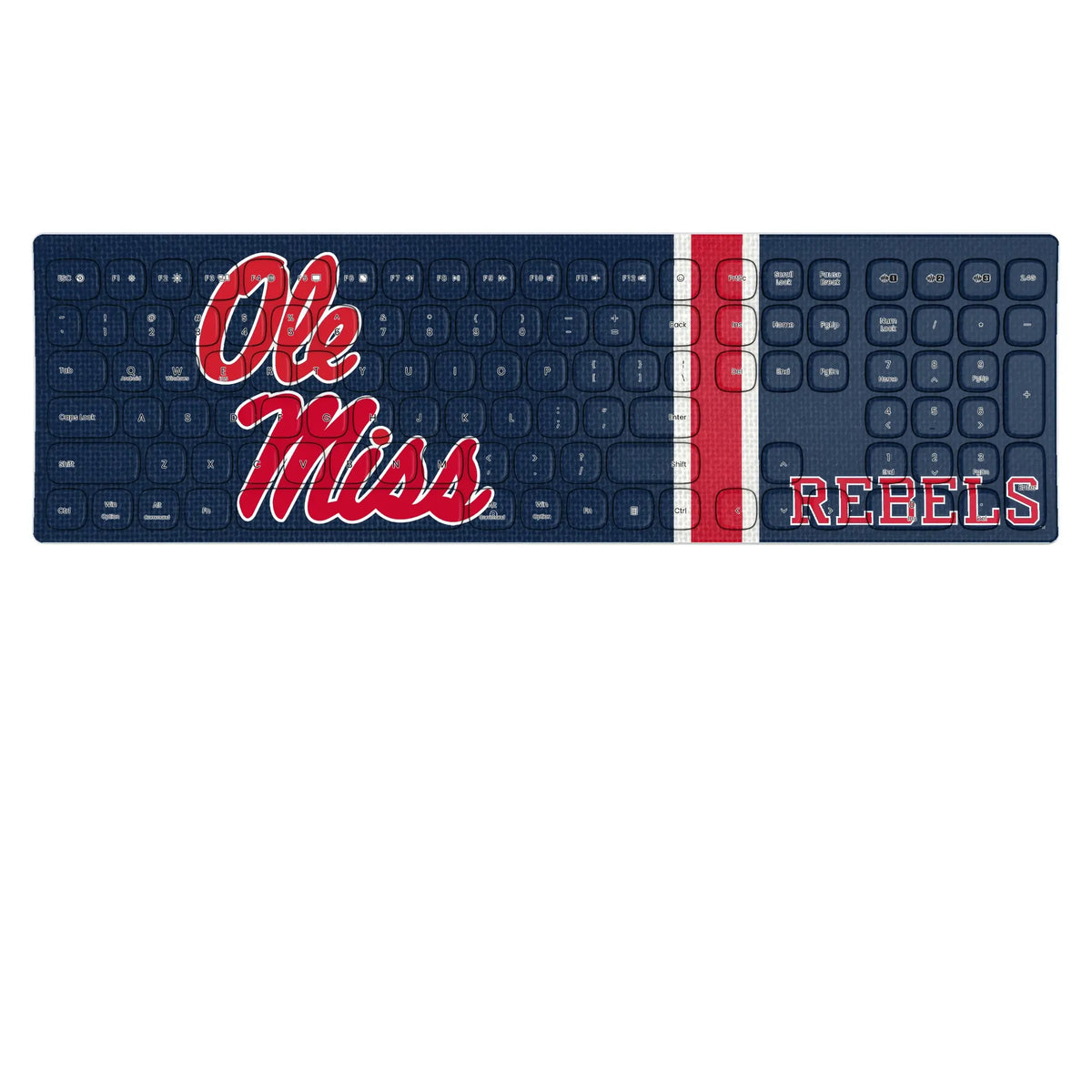 University of Mississippi Rebels Stripe KKB605 Curved Wireless Keyboard
