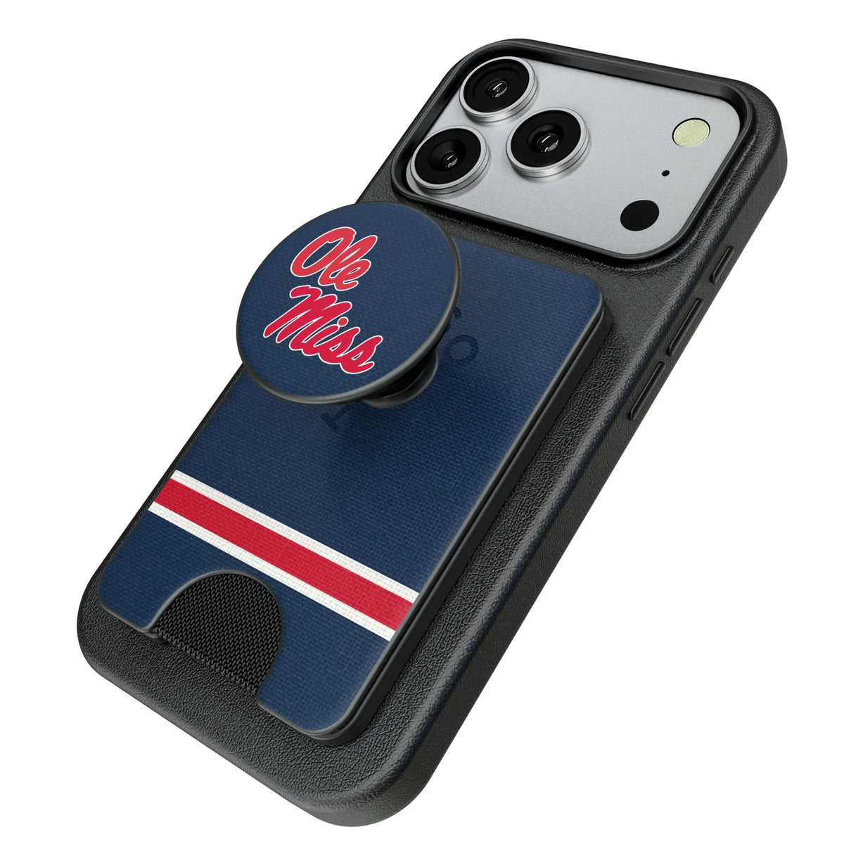 University of Mississippi Rebels Stripe Popsockets Wallet Magnetic - Isometric View