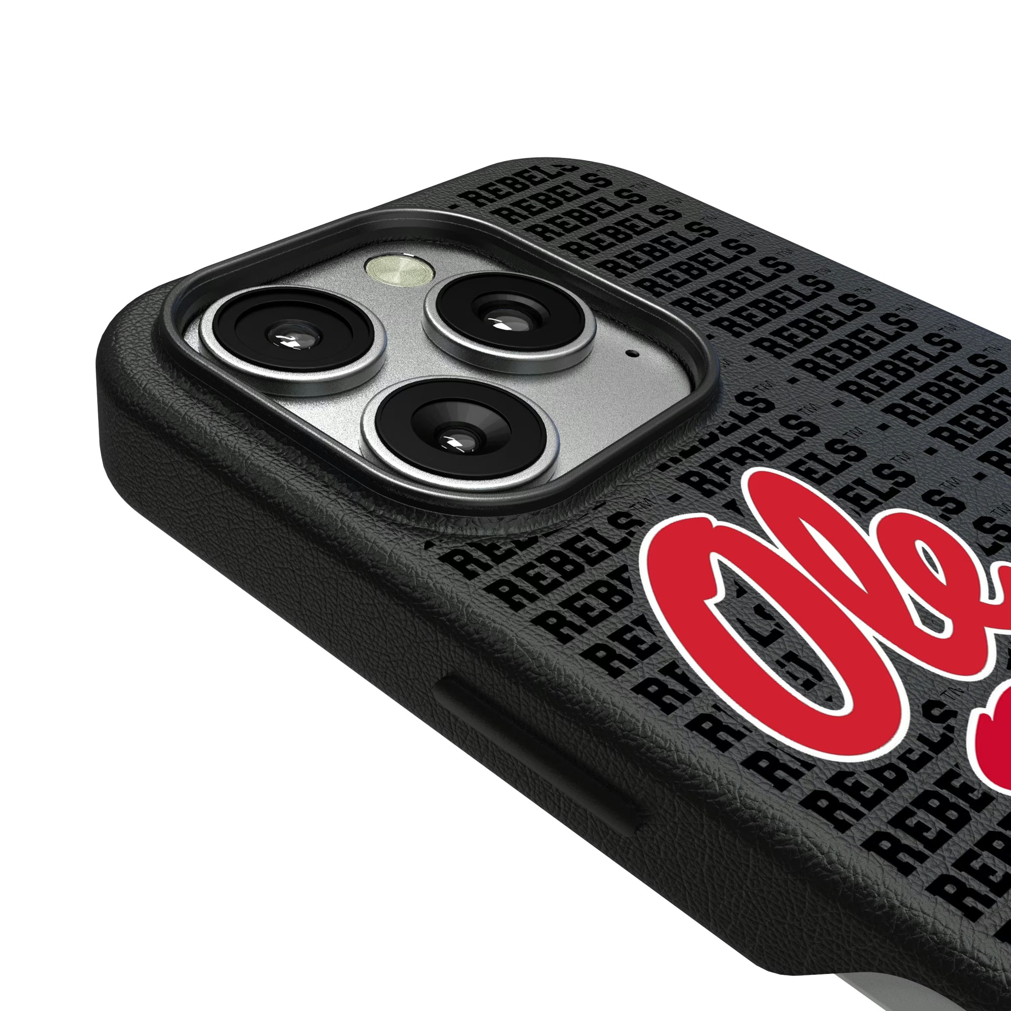University of Mississippi Rebels Text Backdrop iPhone MagSafe Compatible Phone Case for Apple iPhone - Detail