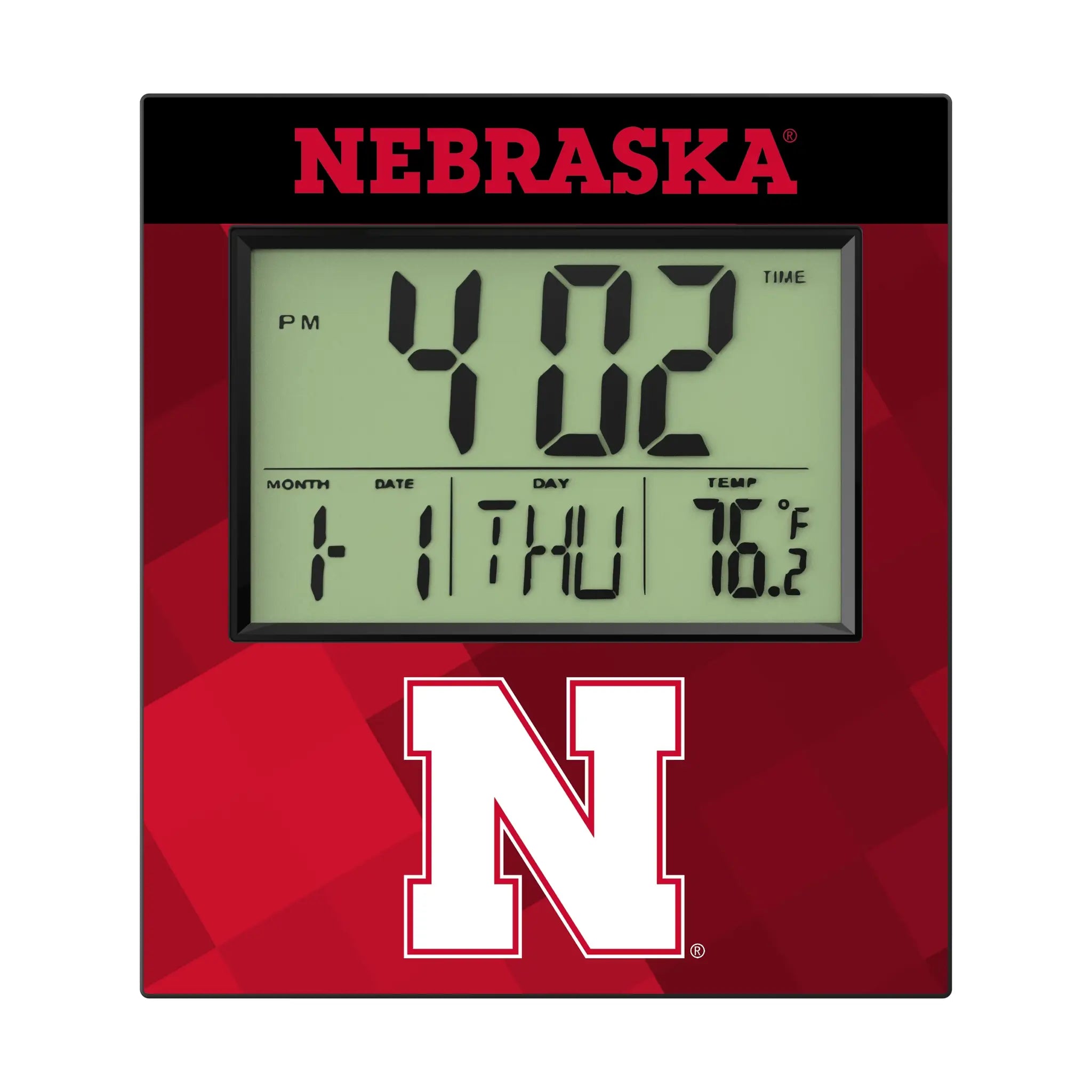 University of Nebraska Huskers Block N Color Block Wall Clock