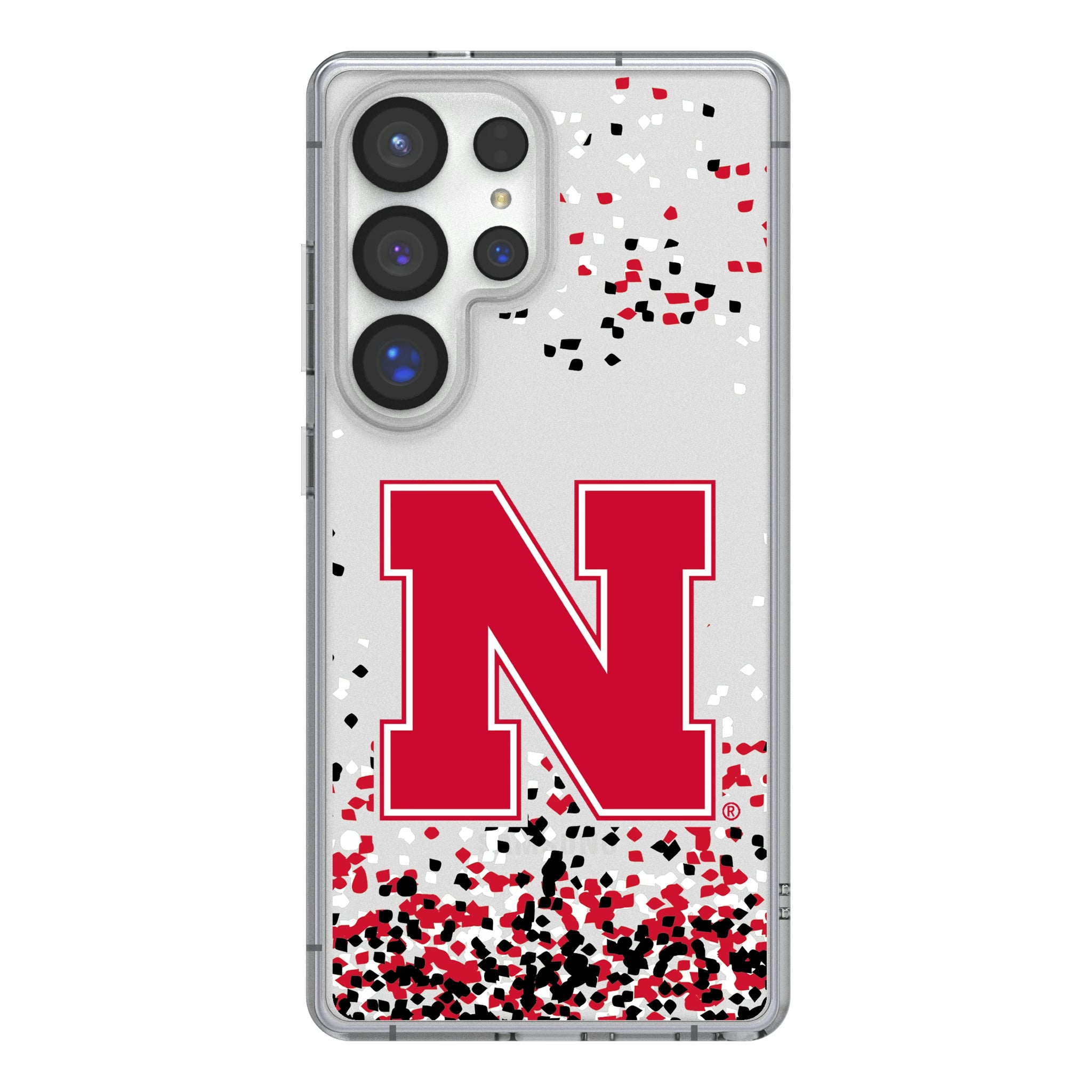University of Nebraska Huskers Block N Confetti Galaxy Clear Phone Case for Samsung Galaxy